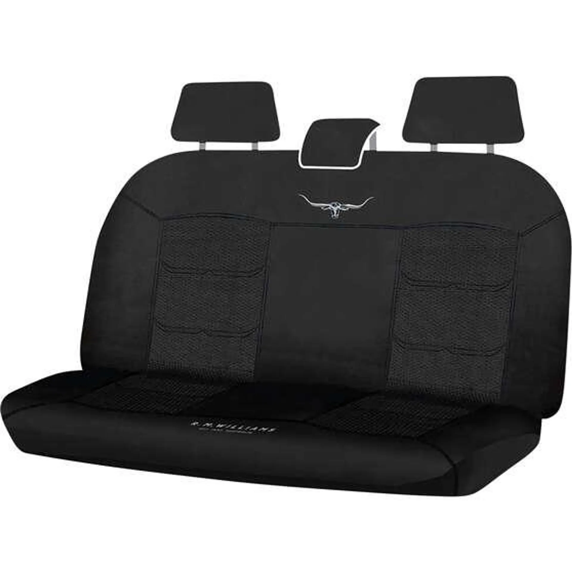 R.M.Williams Woven Seat Covers Black Adjustable Headrests Size 06H Rear Seat