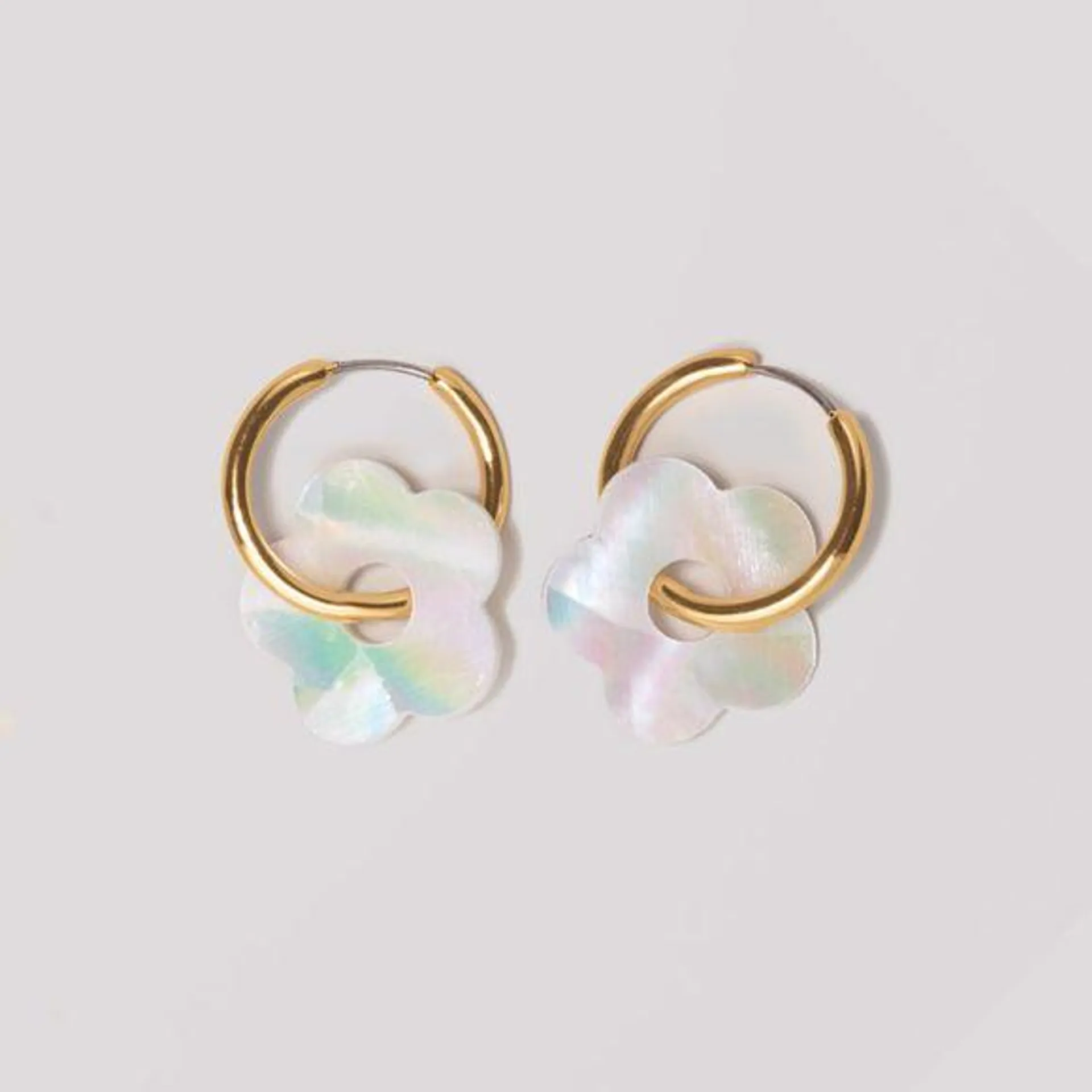 Mother of Pearl Novelty Hoop Earrings