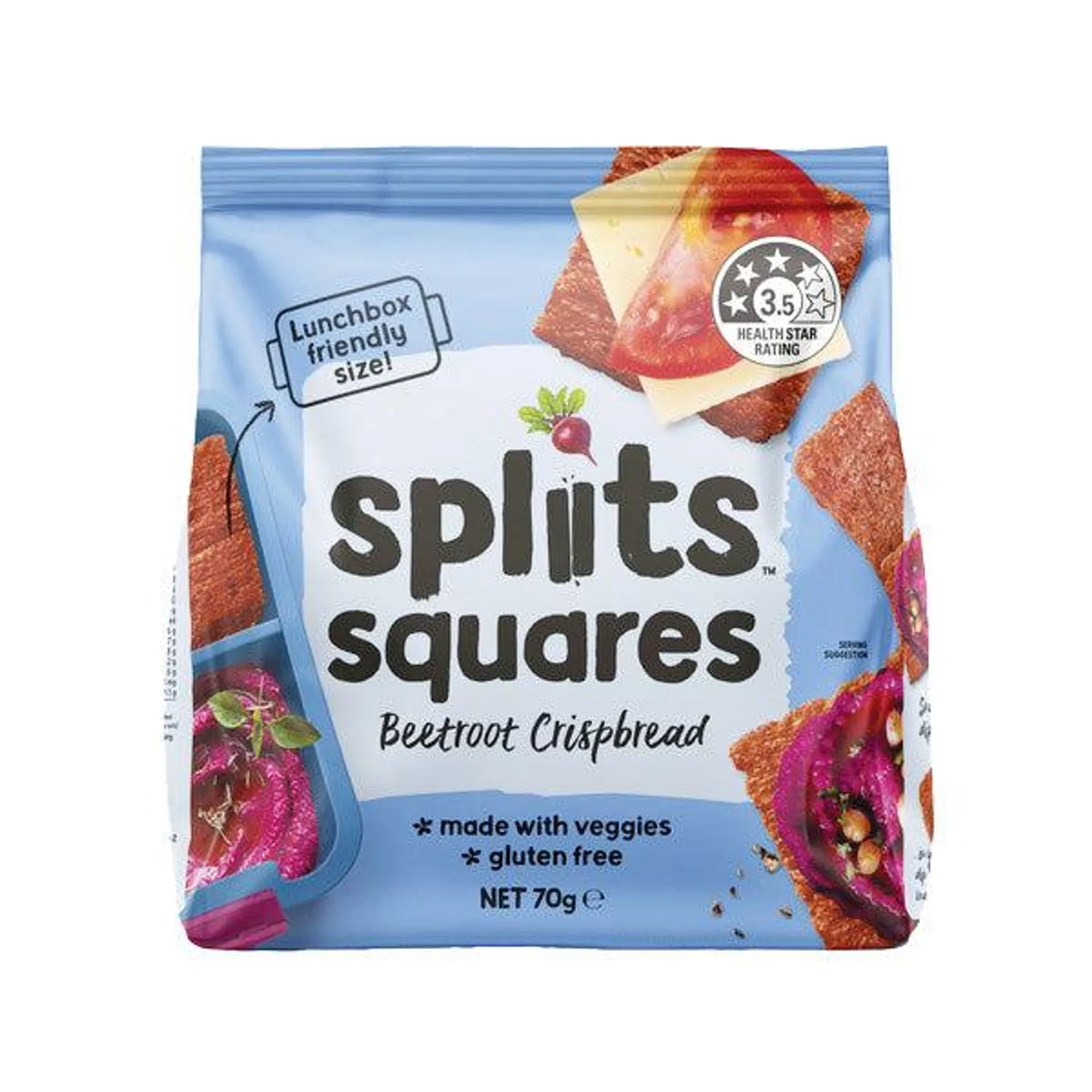 Splits Squares Beetroot Crispbread 70g