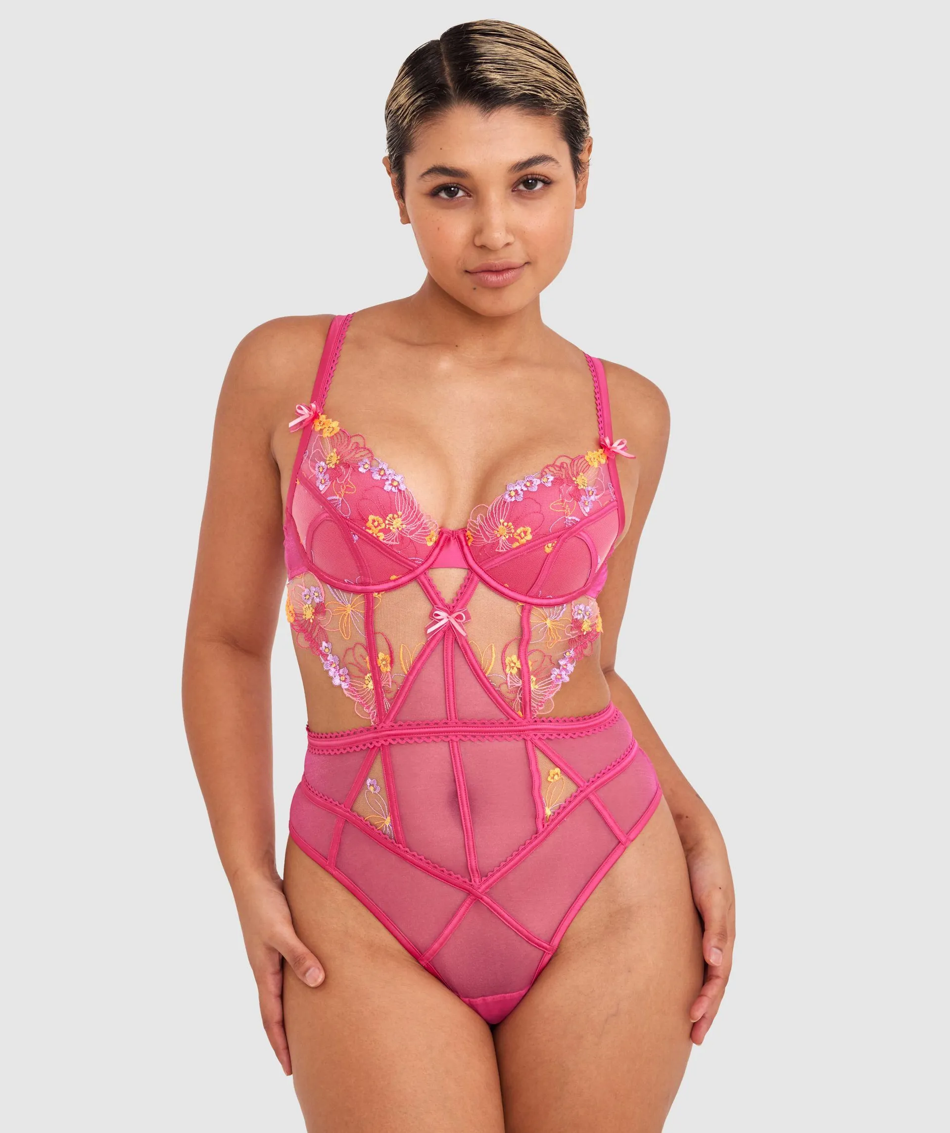 Enchanted Mi Amor Push Up Bodysuit - Dark Pink