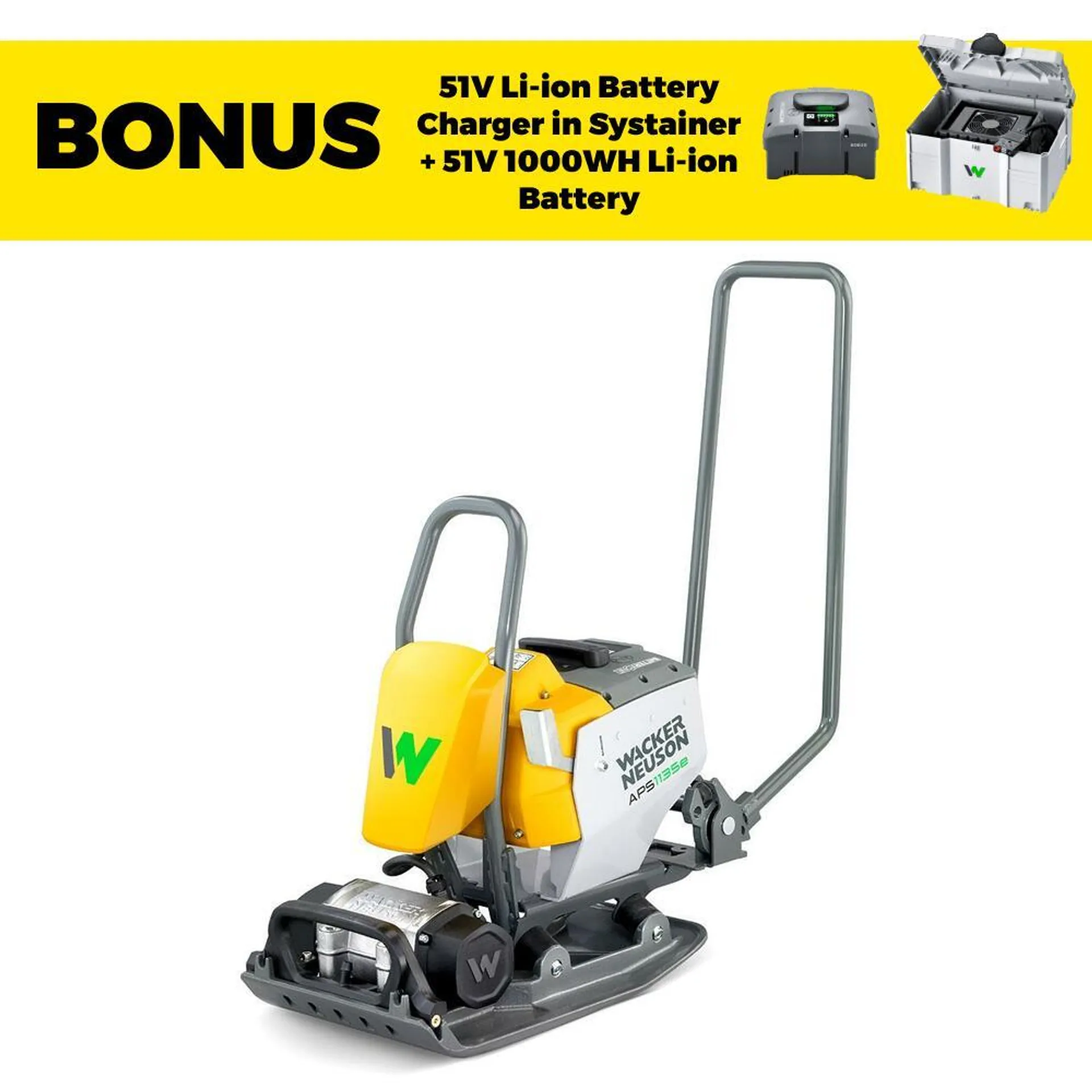 Wacker Neuson APS1135we (5100059661) 51V Li-ion Cordless 350mm Vibratory Compactor Plate with Water Tank - Skin Only