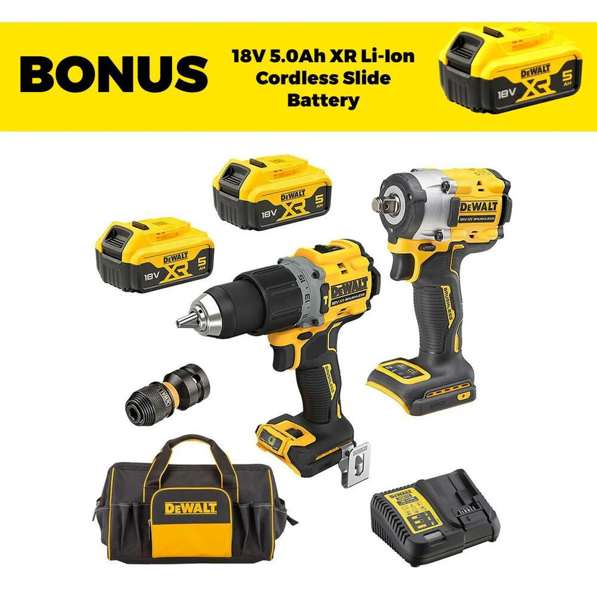 DeWalt DCZ294P2-XE 18V XR 5.0Ah Li-ion Cordless 2pce Brushless Combo Kit