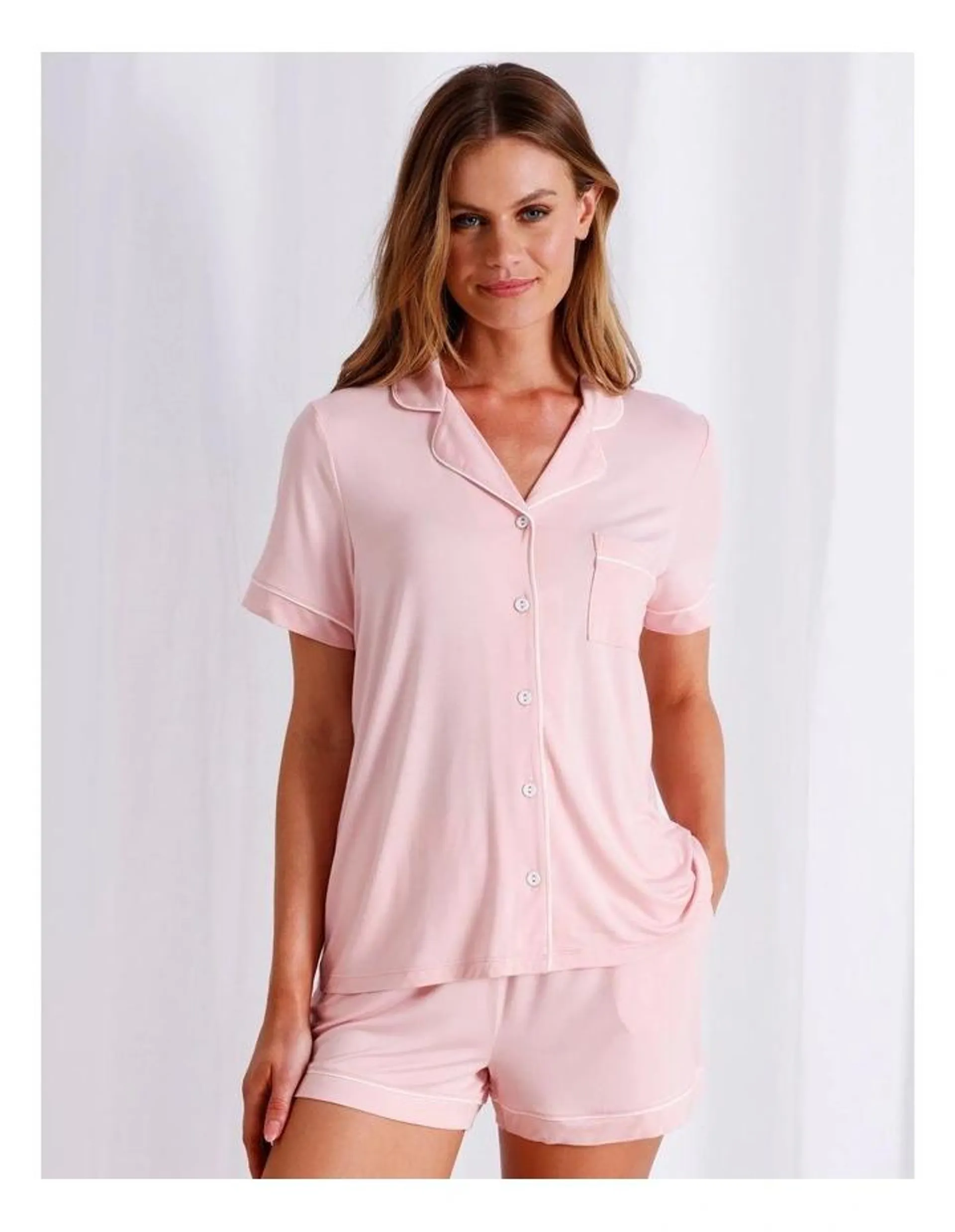 Pure Comfort Short Sleeve Pyjama Set in Strawberry Pink