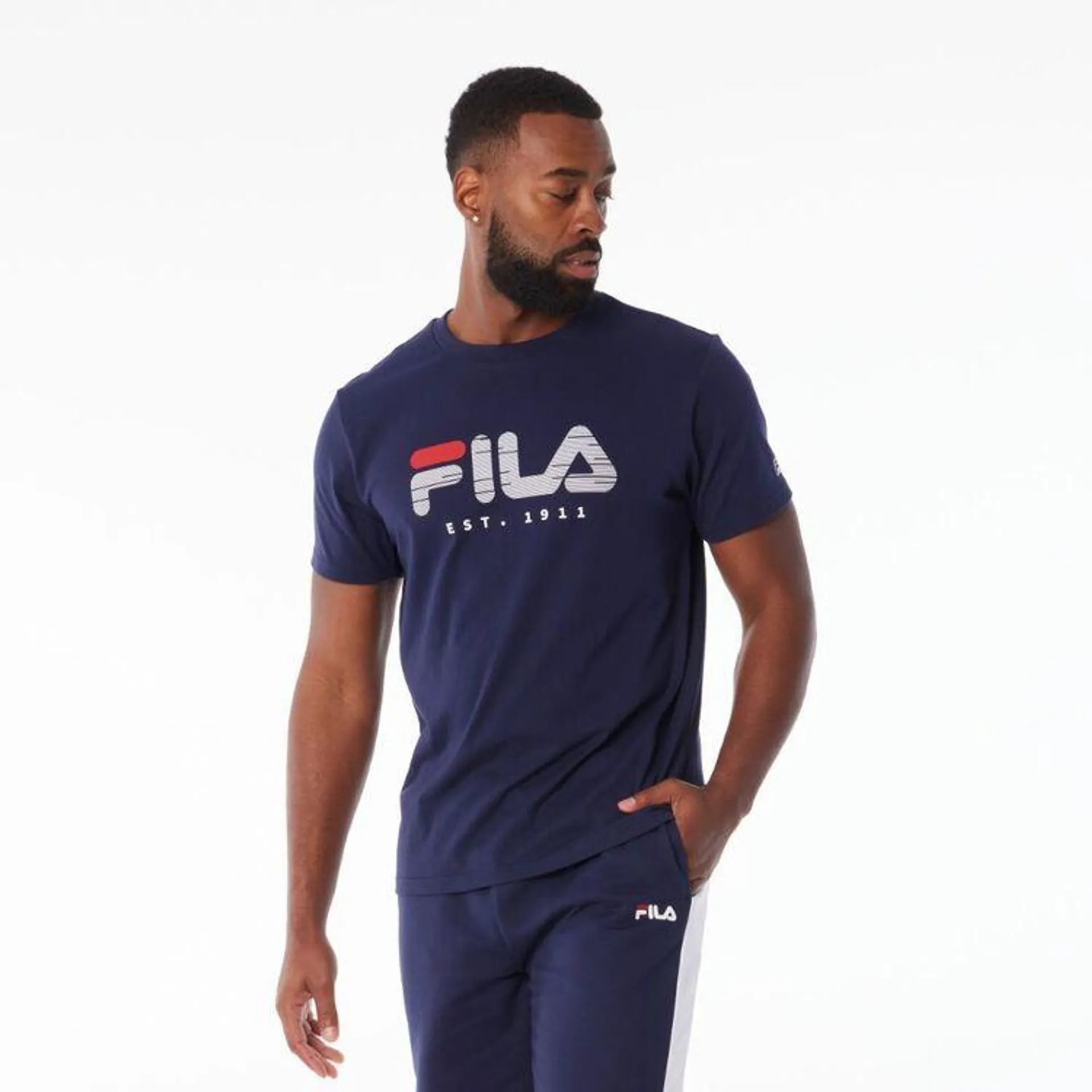 FILA Men’s David Logo Red Tab Jersey Tee New Navy