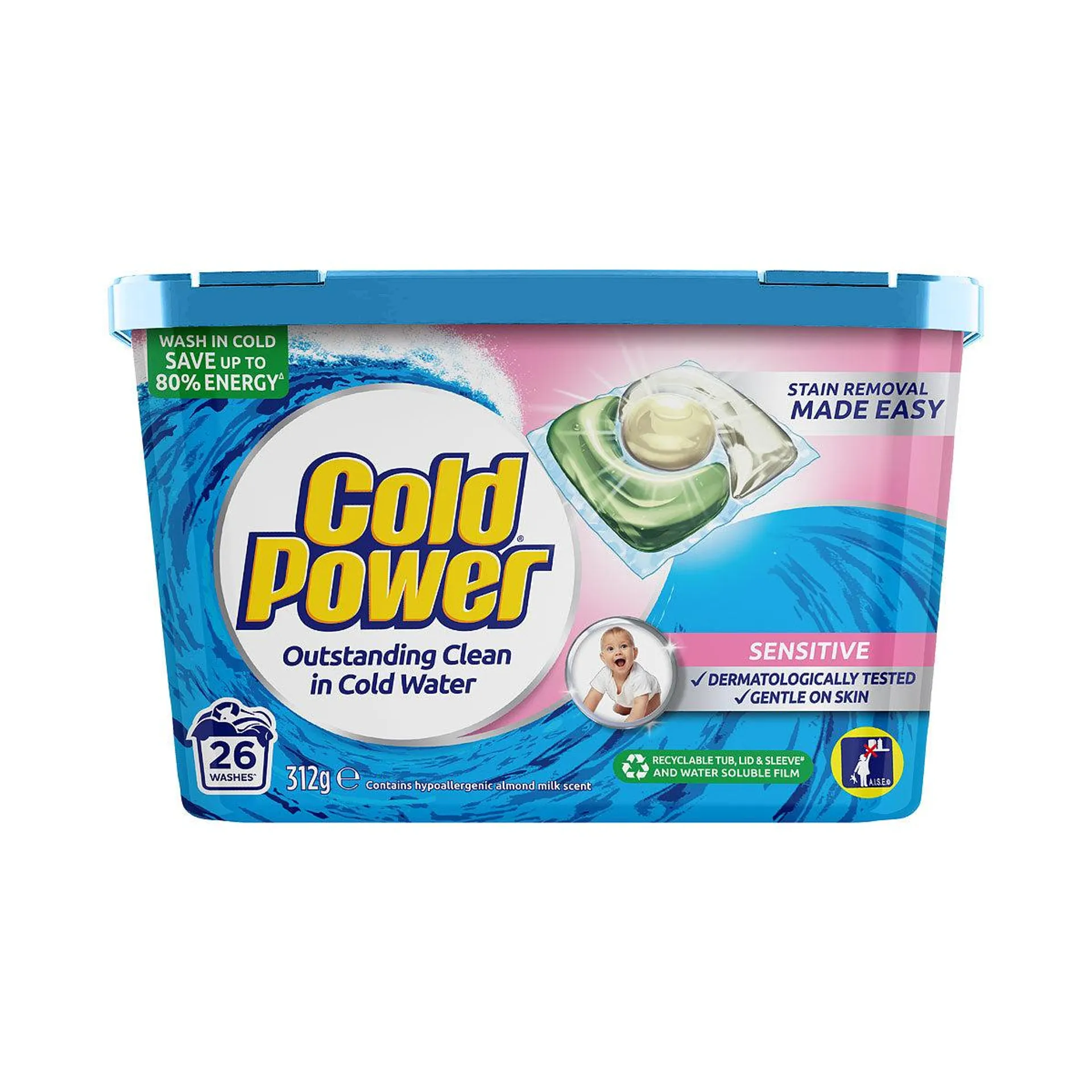 Cold Power Sensitive Laundry Capsules 26pk