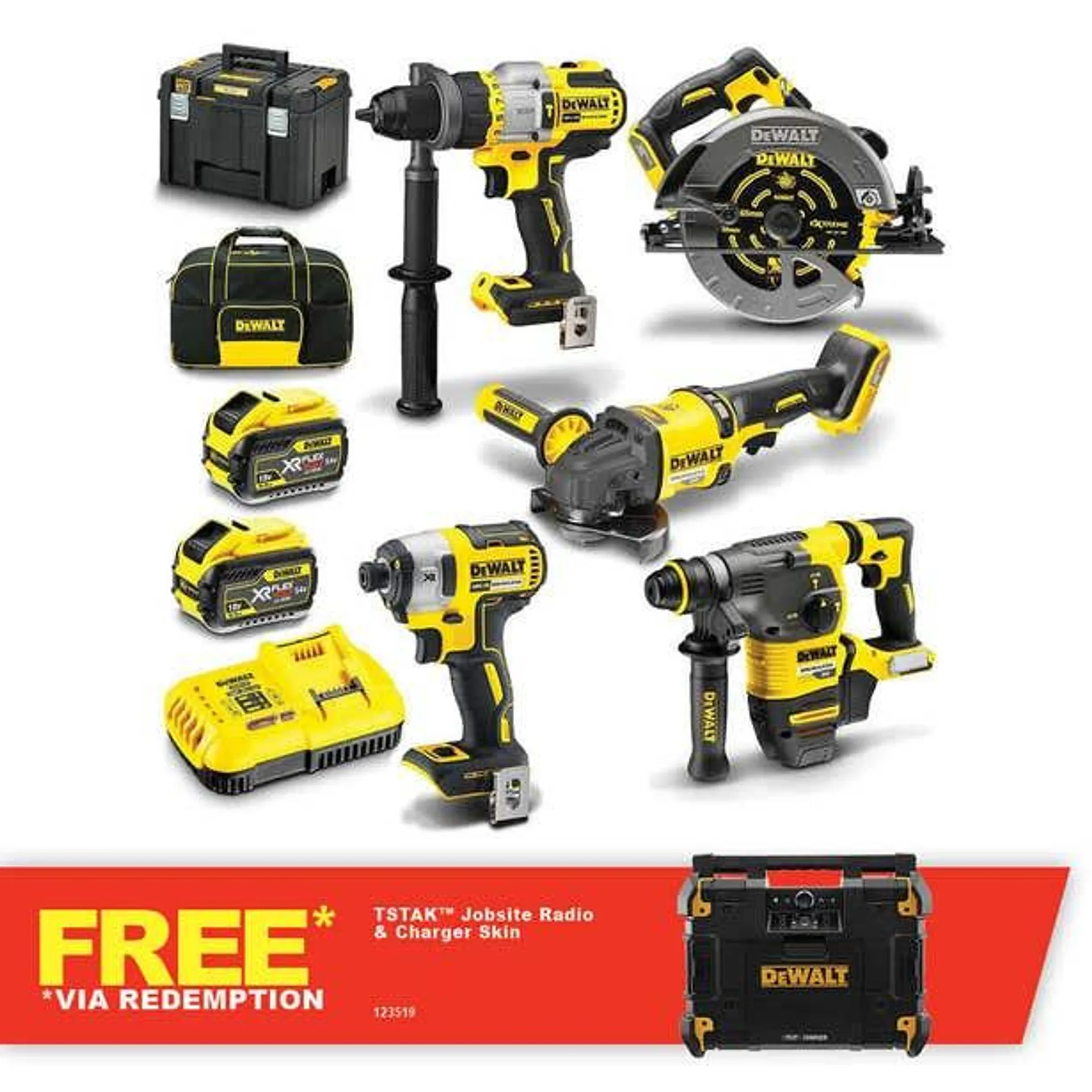 DEWALT 18V/54V 5 Piece 2 x 9.0Ah Combo Kit DCZ598X2T-XE