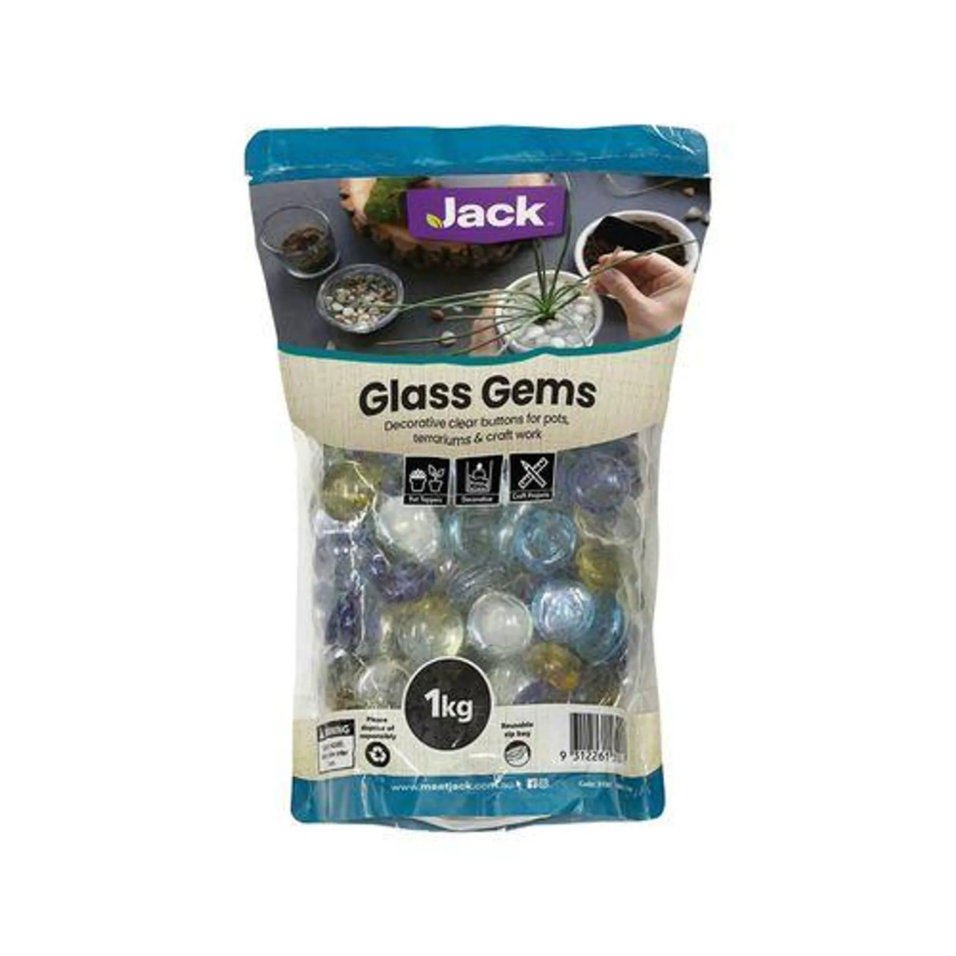 Jack 1kg Clear Glass Gem Decorative Pebble