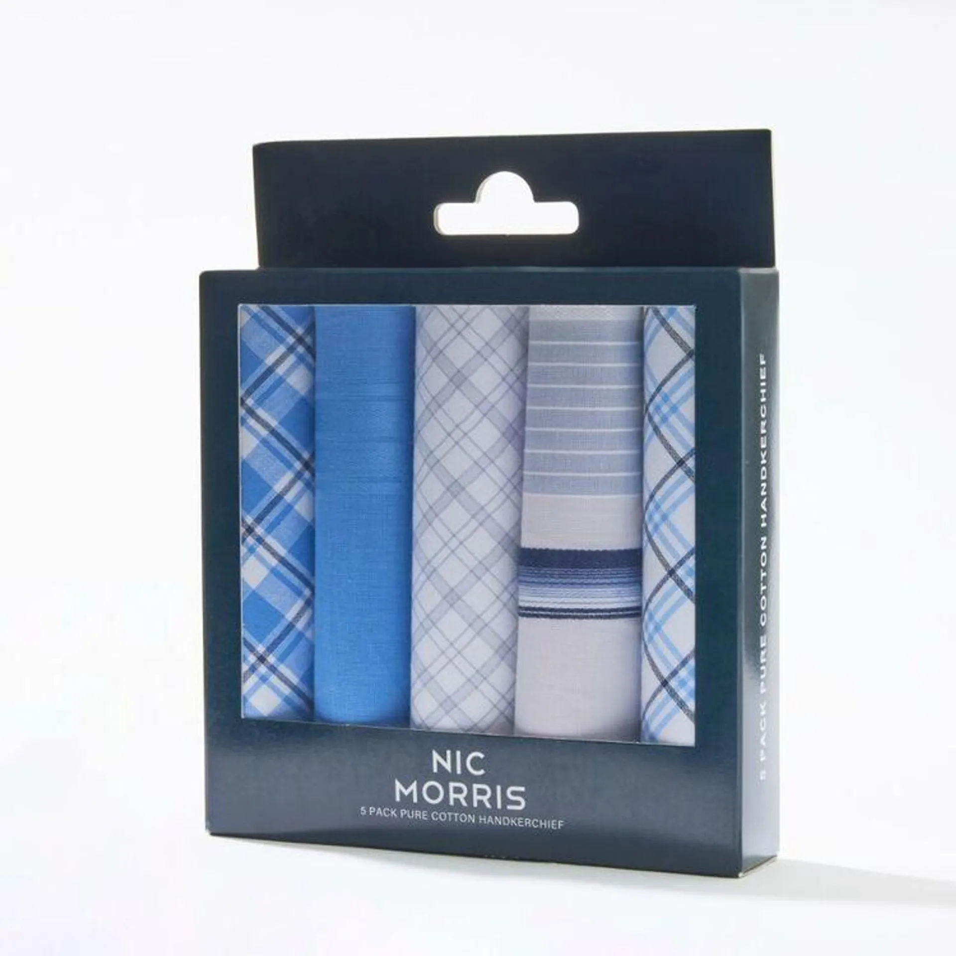 Nic Morris Men's Nico Assorted Hankies 5 Pack Blue Mix