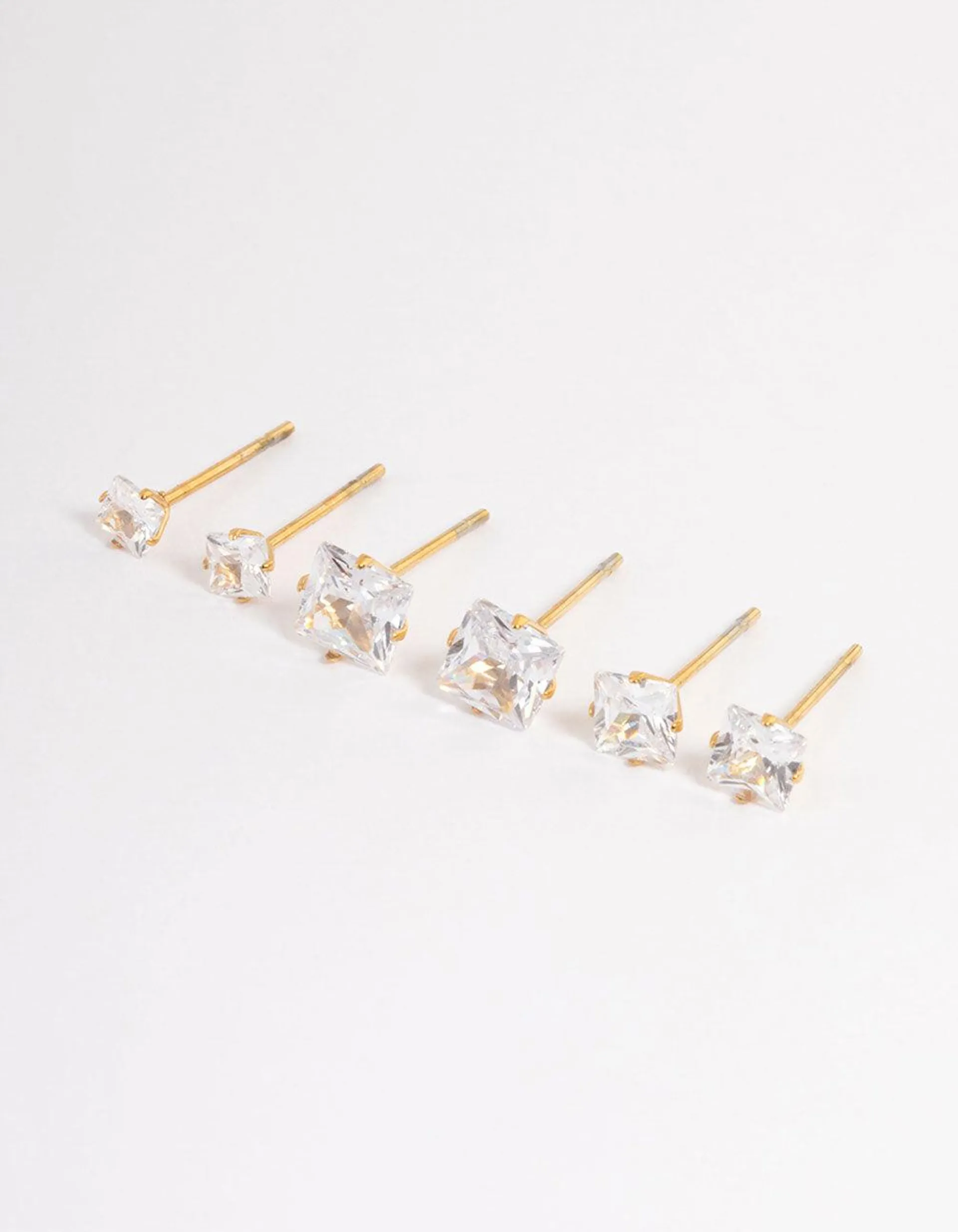 Gold Plated Stainless Steel Square Earring Pack