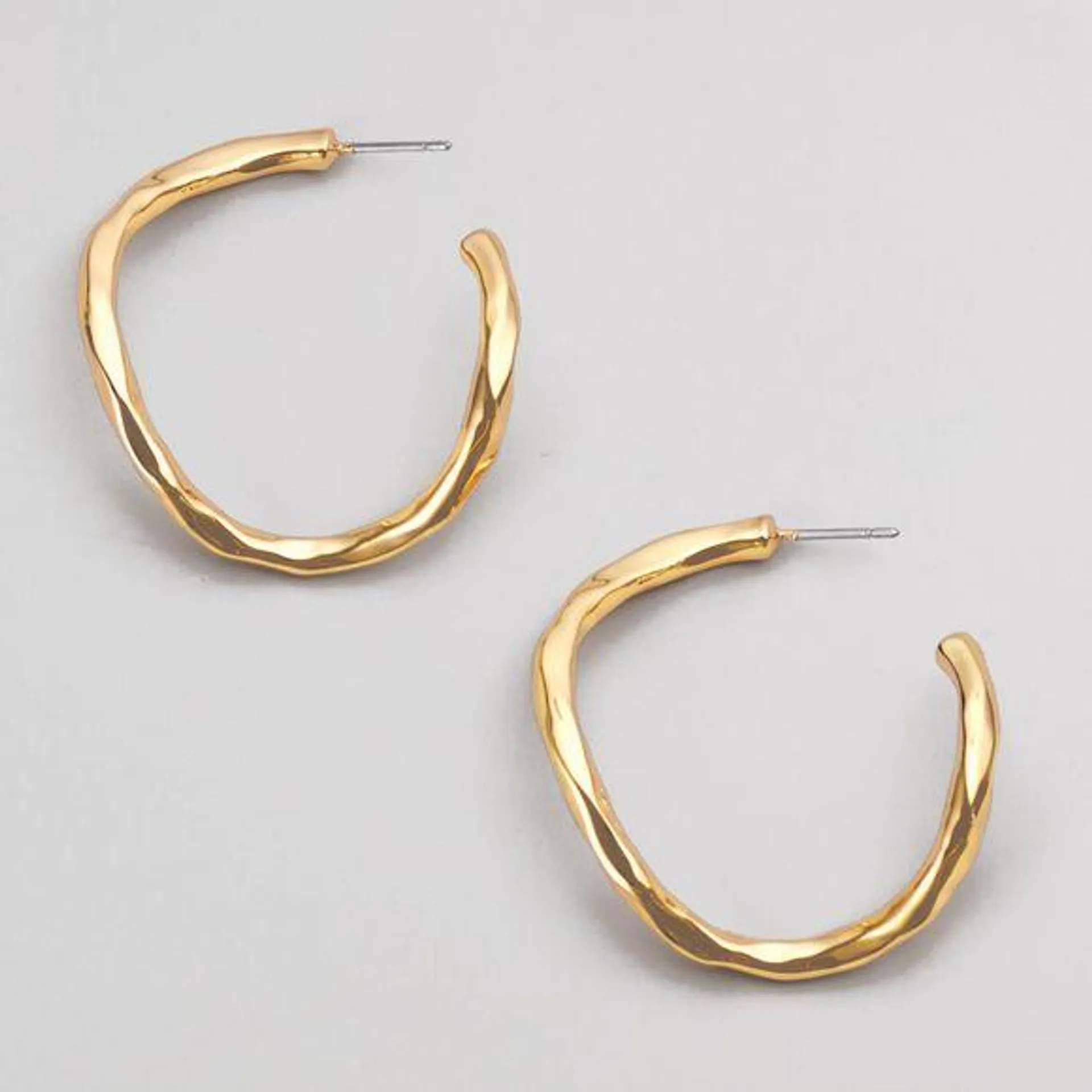 Goldtone Wavy Hoop Earrings