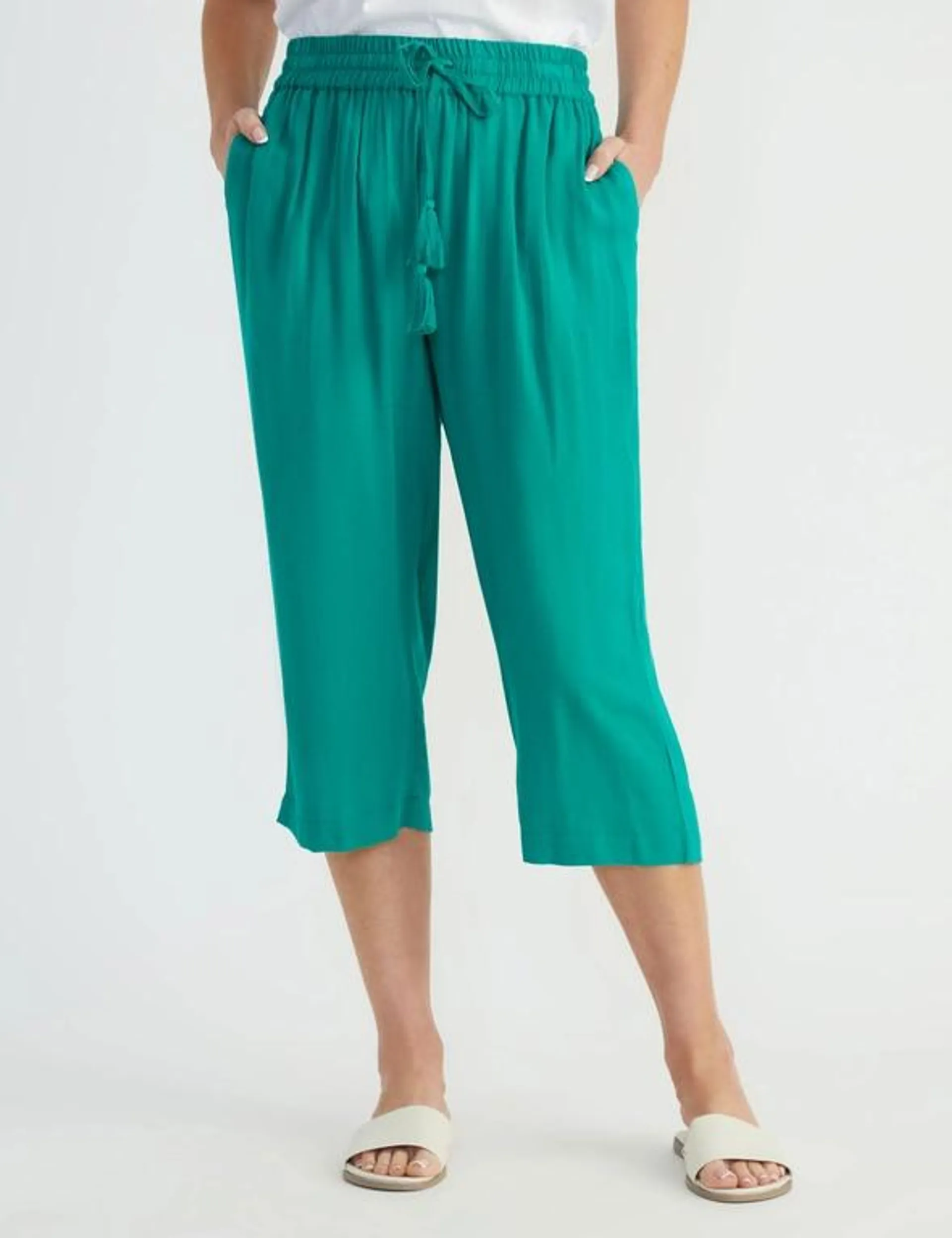 Millers Crop Length Straight Leg Elastic Waist Tassle Pant