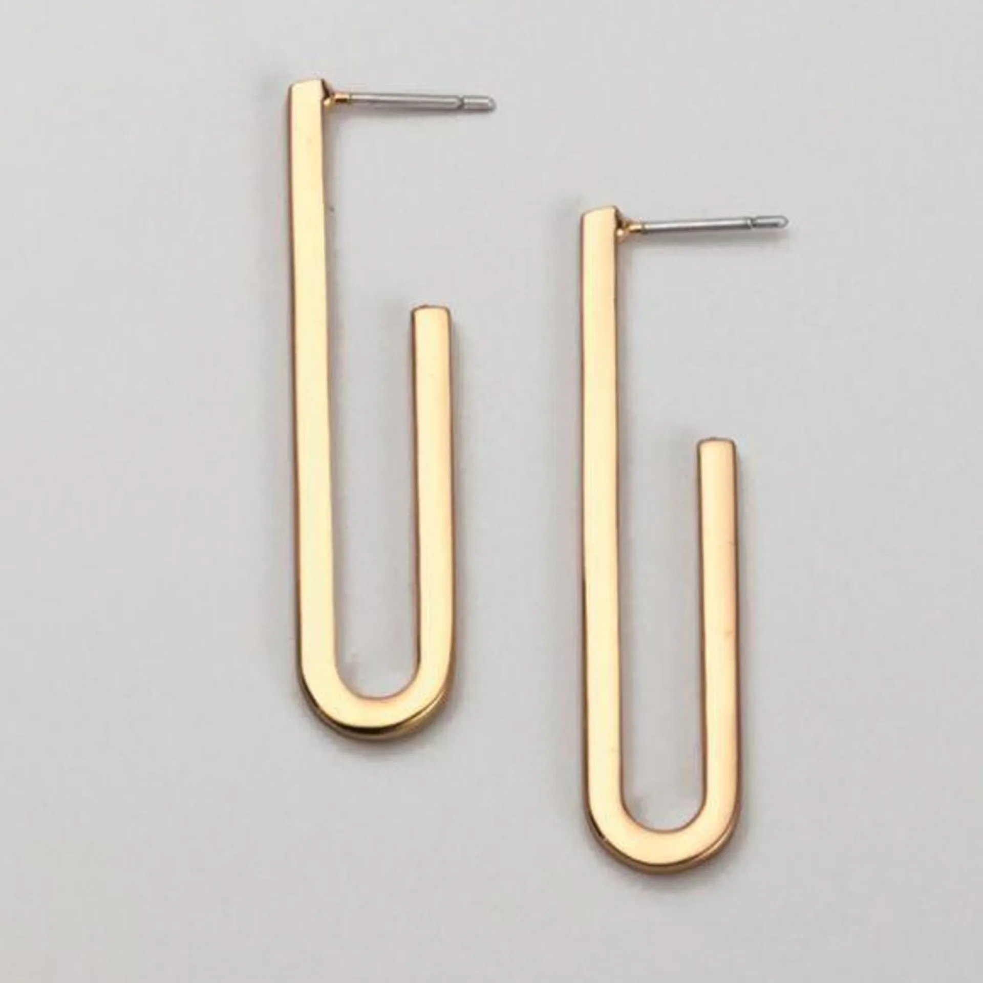 Goldtone Paper Clip Hoop Earrings