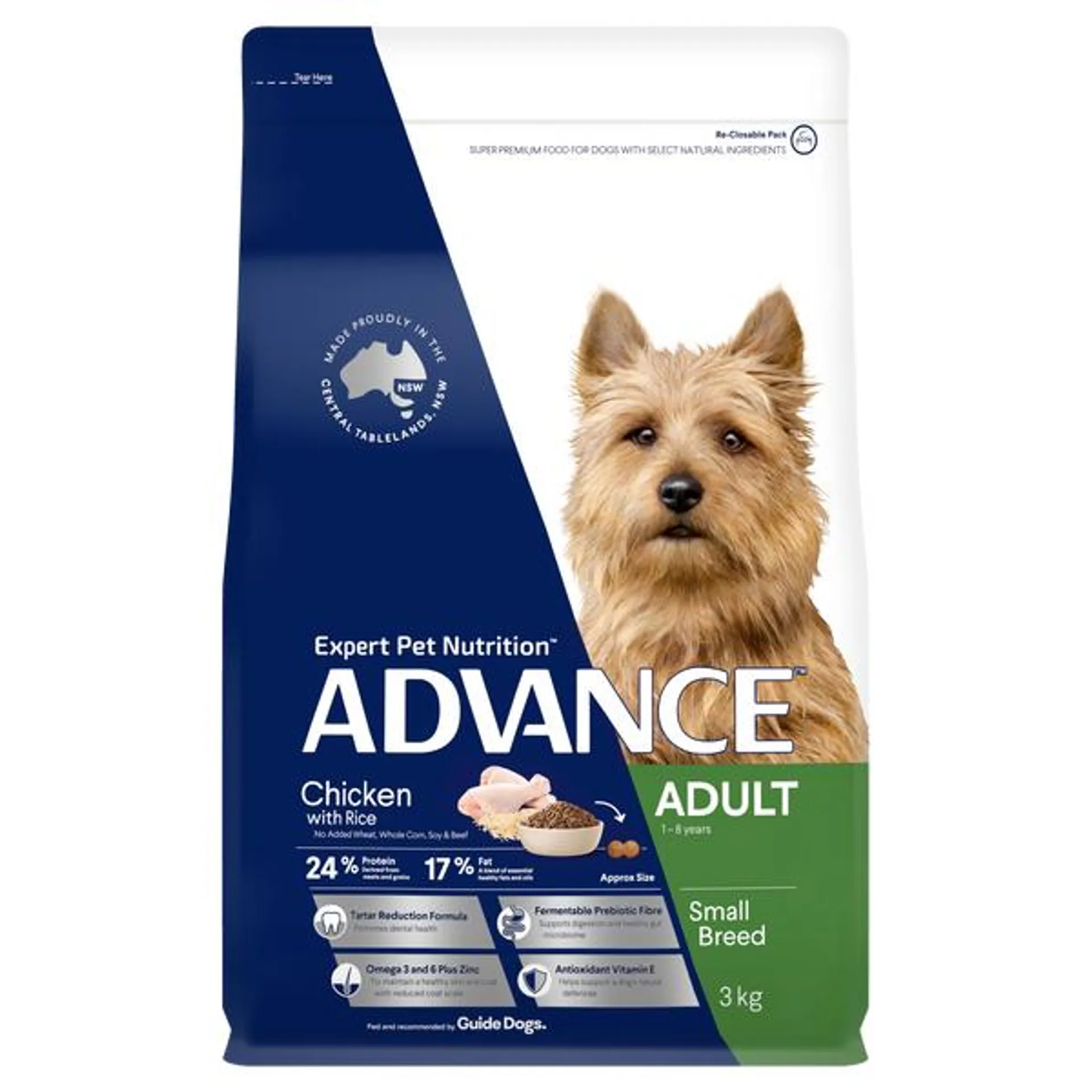 ADVANCE - Adult Small Breed Chicken with Rice Dog Dry Food (3kg)