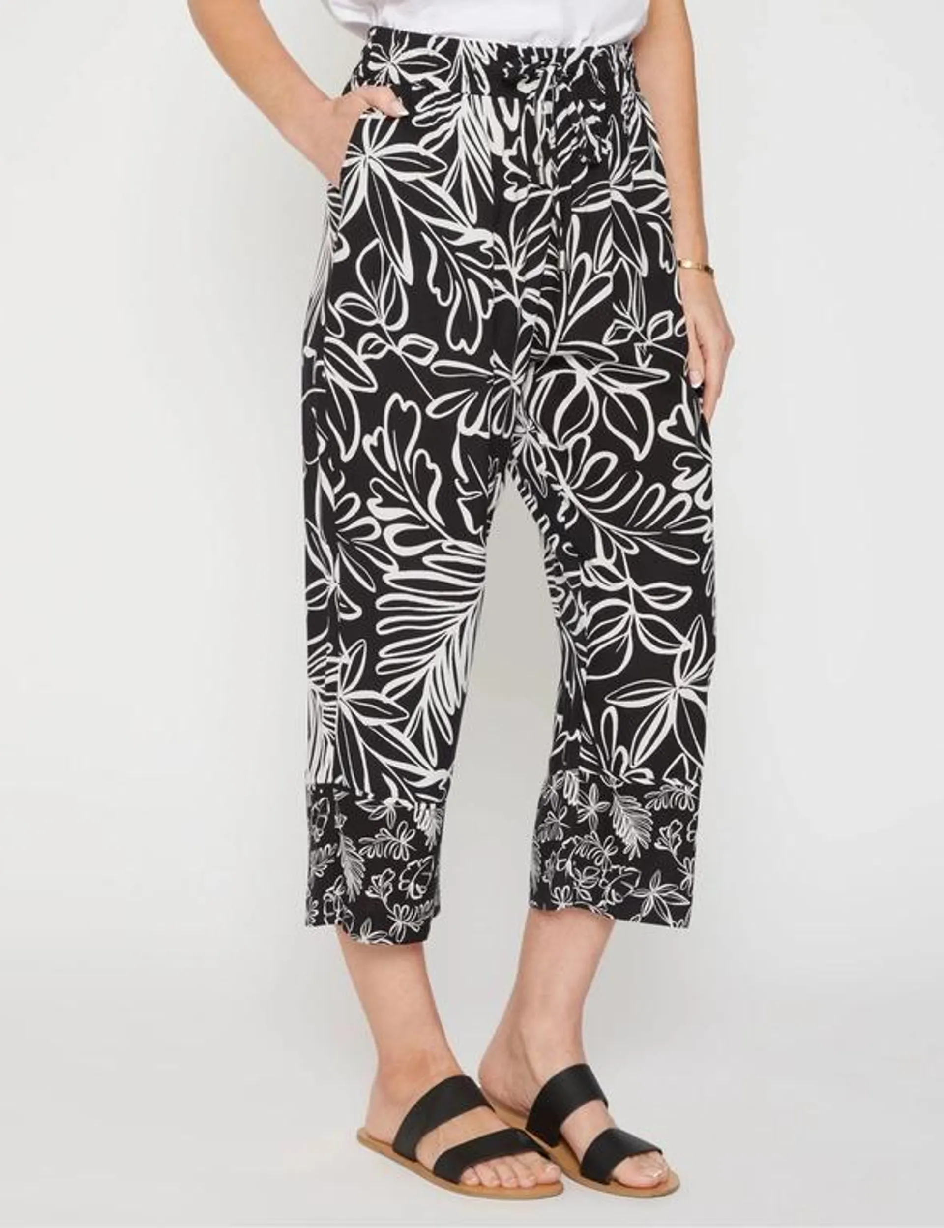 Millers 7/8th Length Wide Leg Border Print Rayon Pant