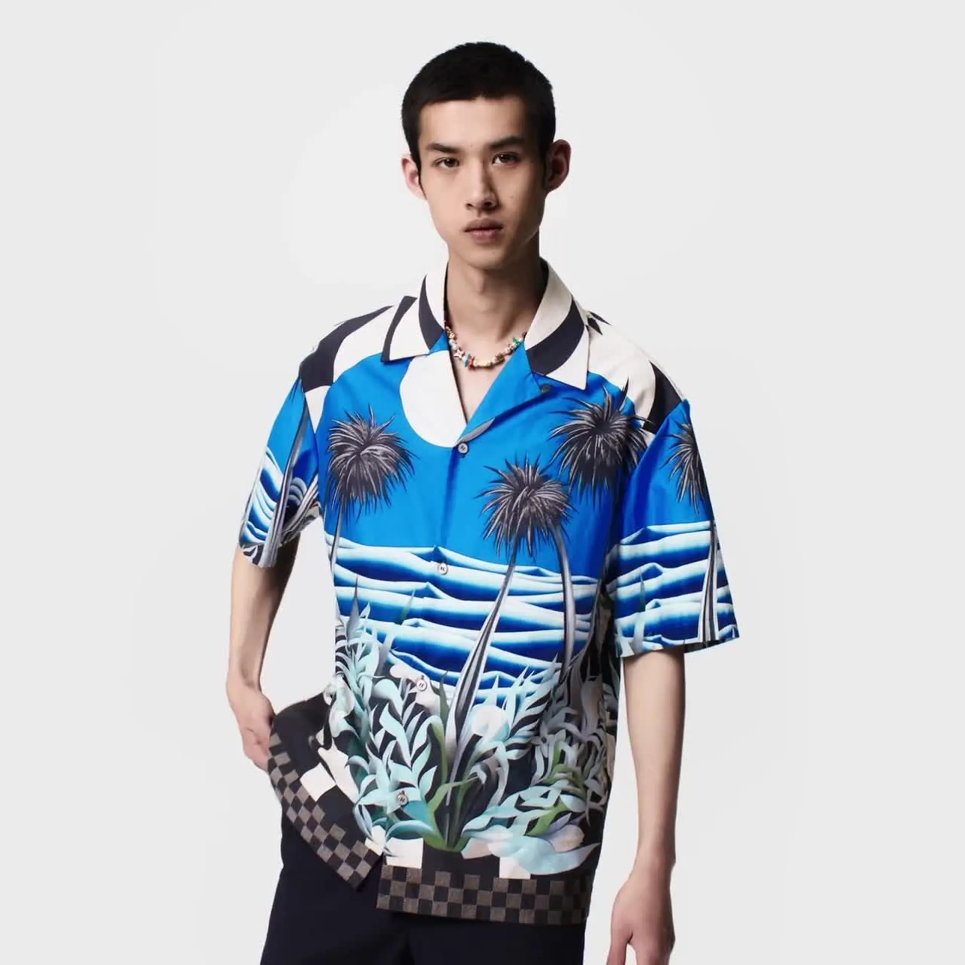 Printed Short-Sleeved Cotton Shirt