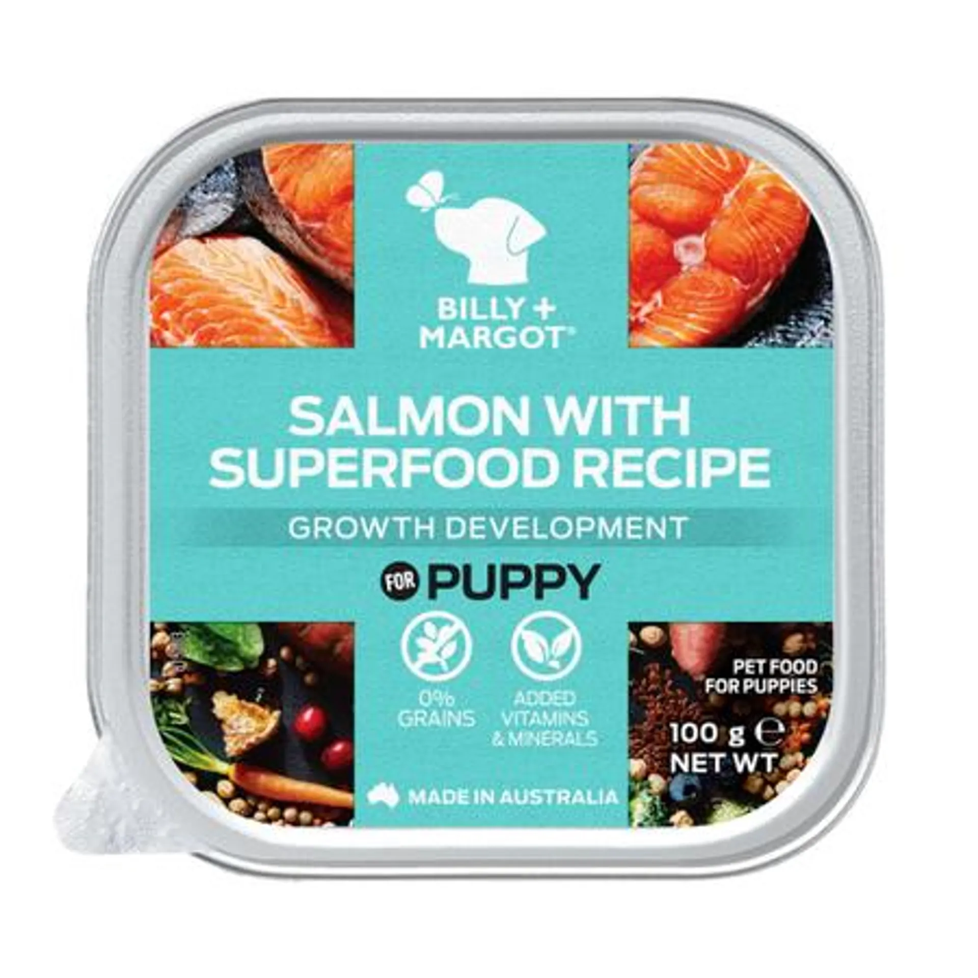 Billy & Margot Salmon Superfood Puppy Food Tray 100gx9