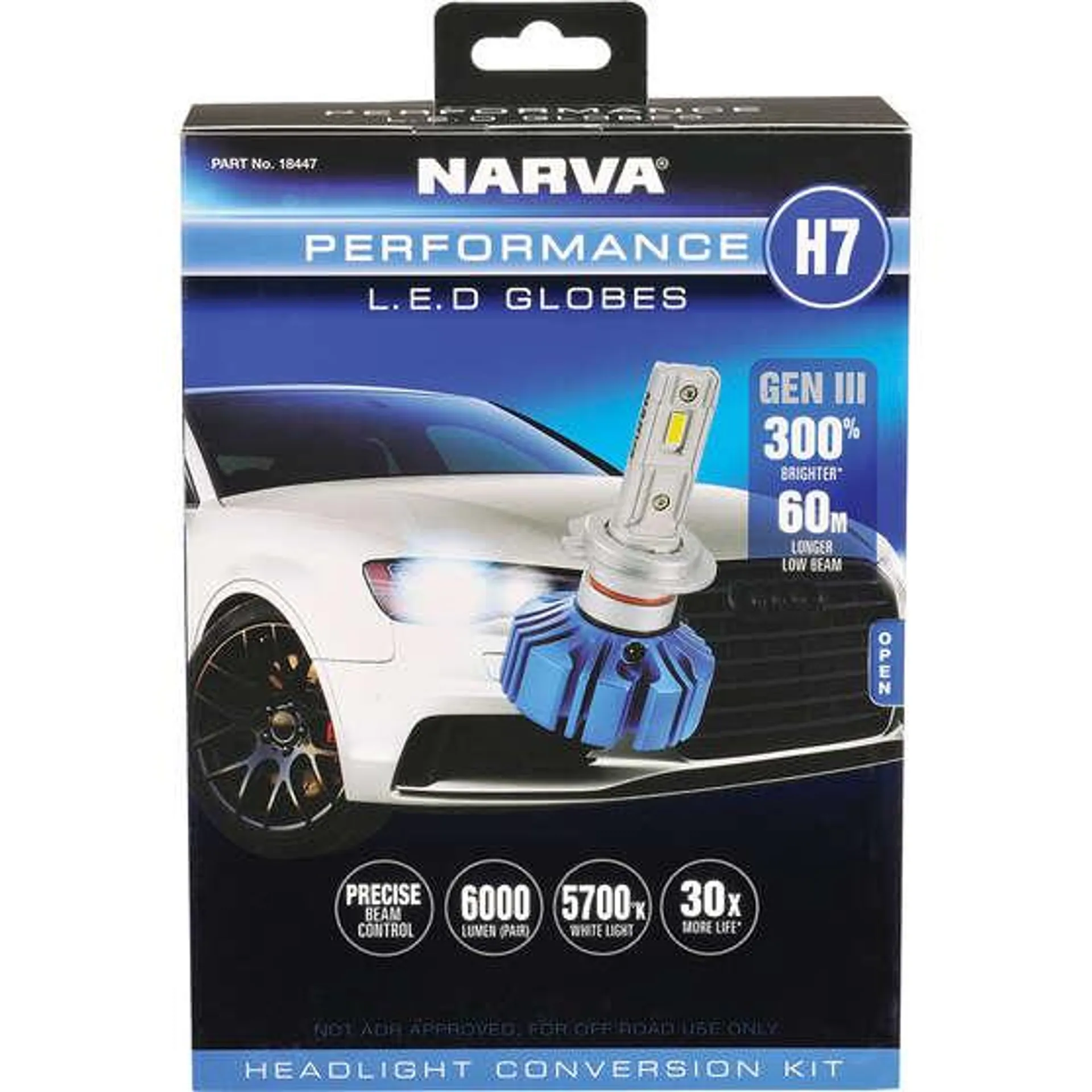 Narva Gen III LED Headlight Globes - H7 12/24V, 18447