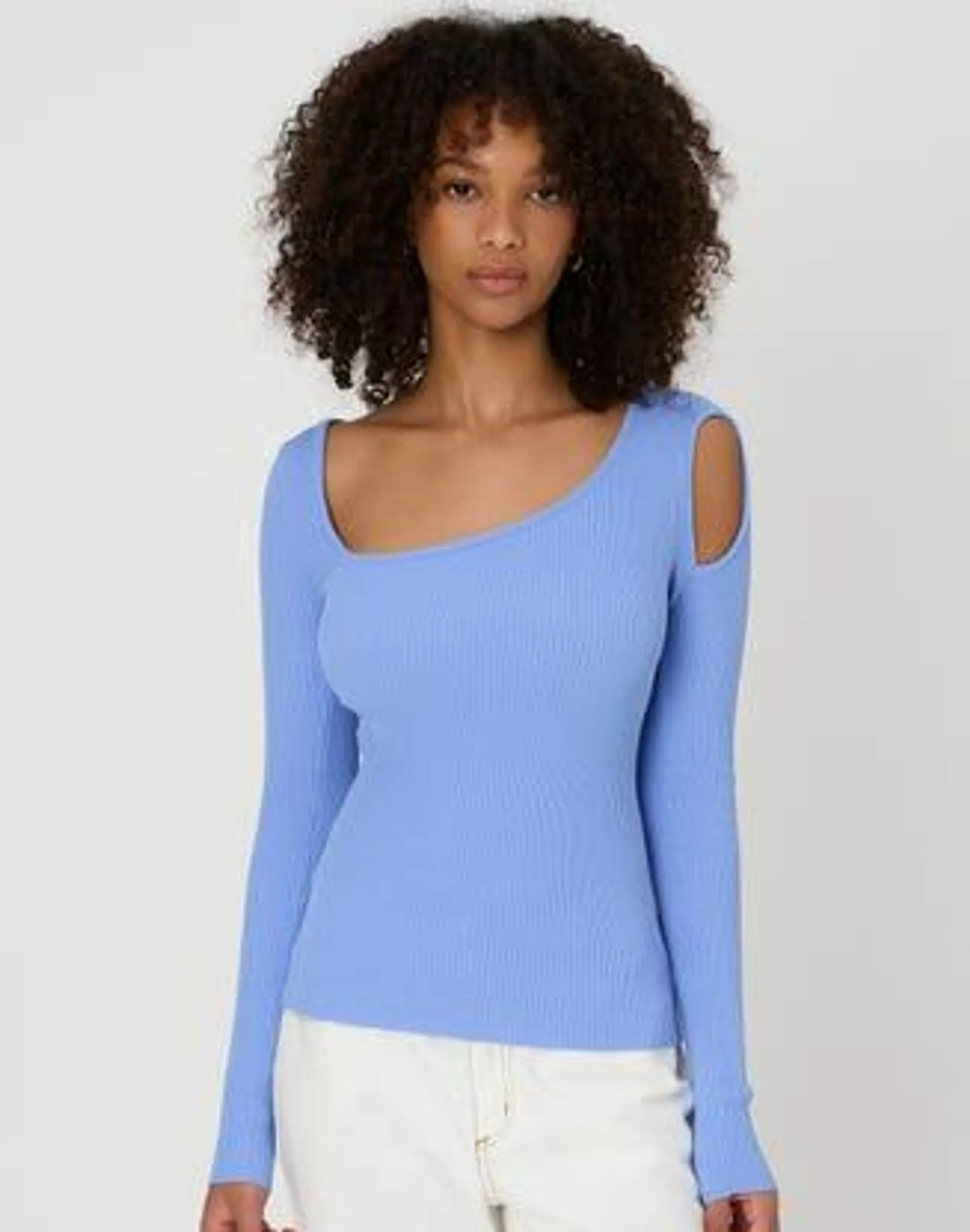 Knit Long Sleeve Cut Out Top