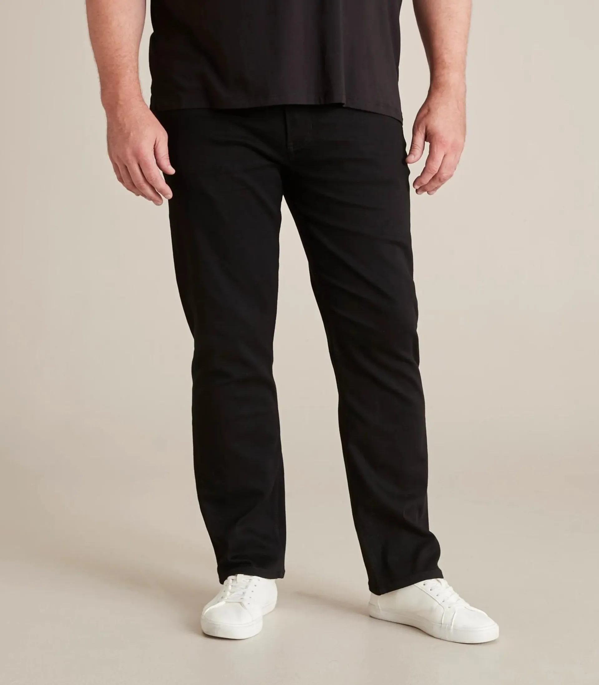 Man Plus Straight Stay Black Stretch Jeans