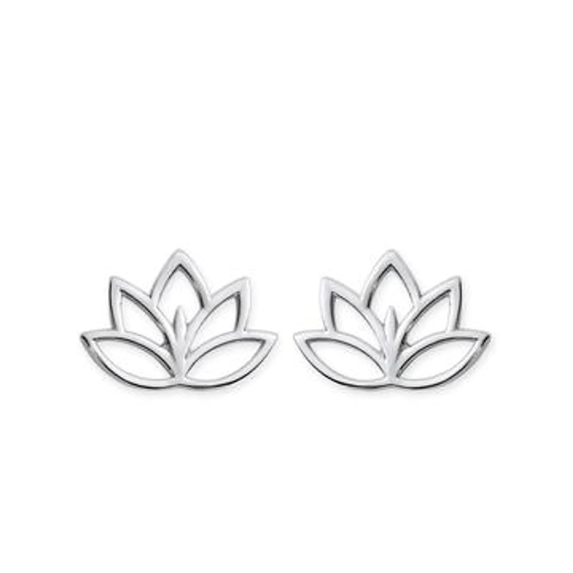 Silver Cut Out Lotus Flower Studs