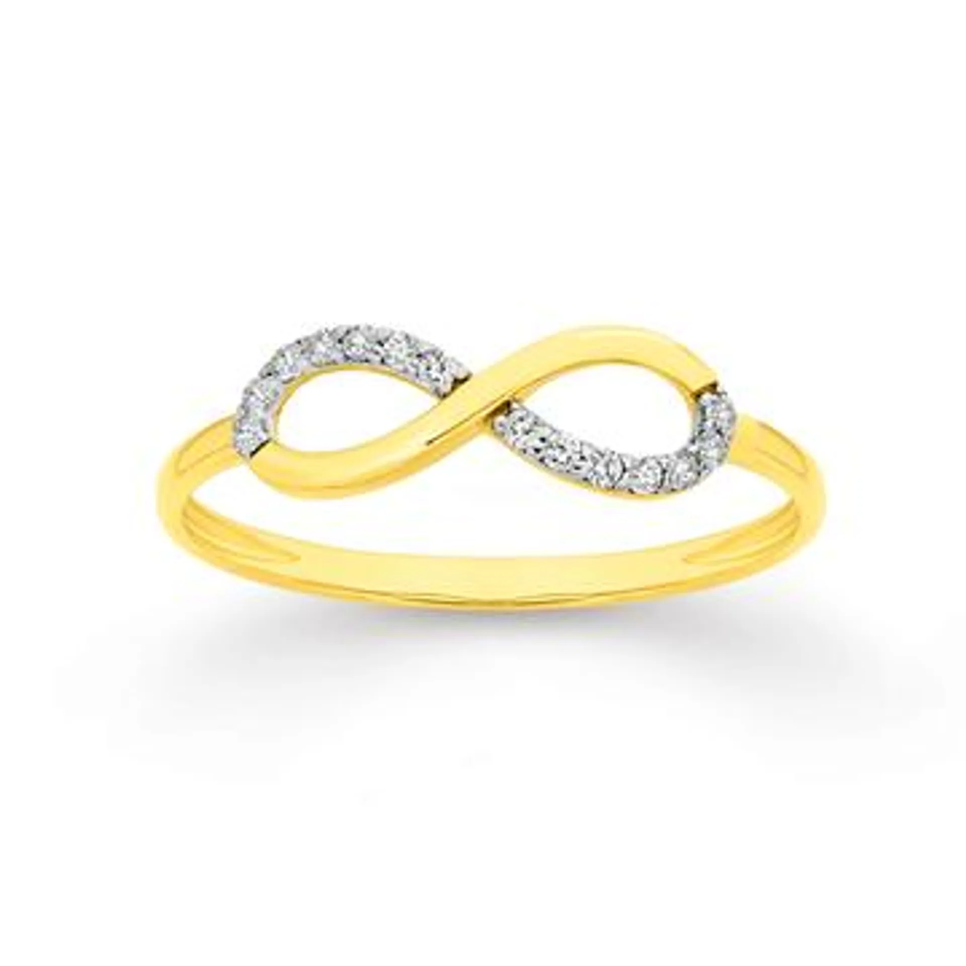 9ct Gold Cubic Zirconia Pave Infinity Ring