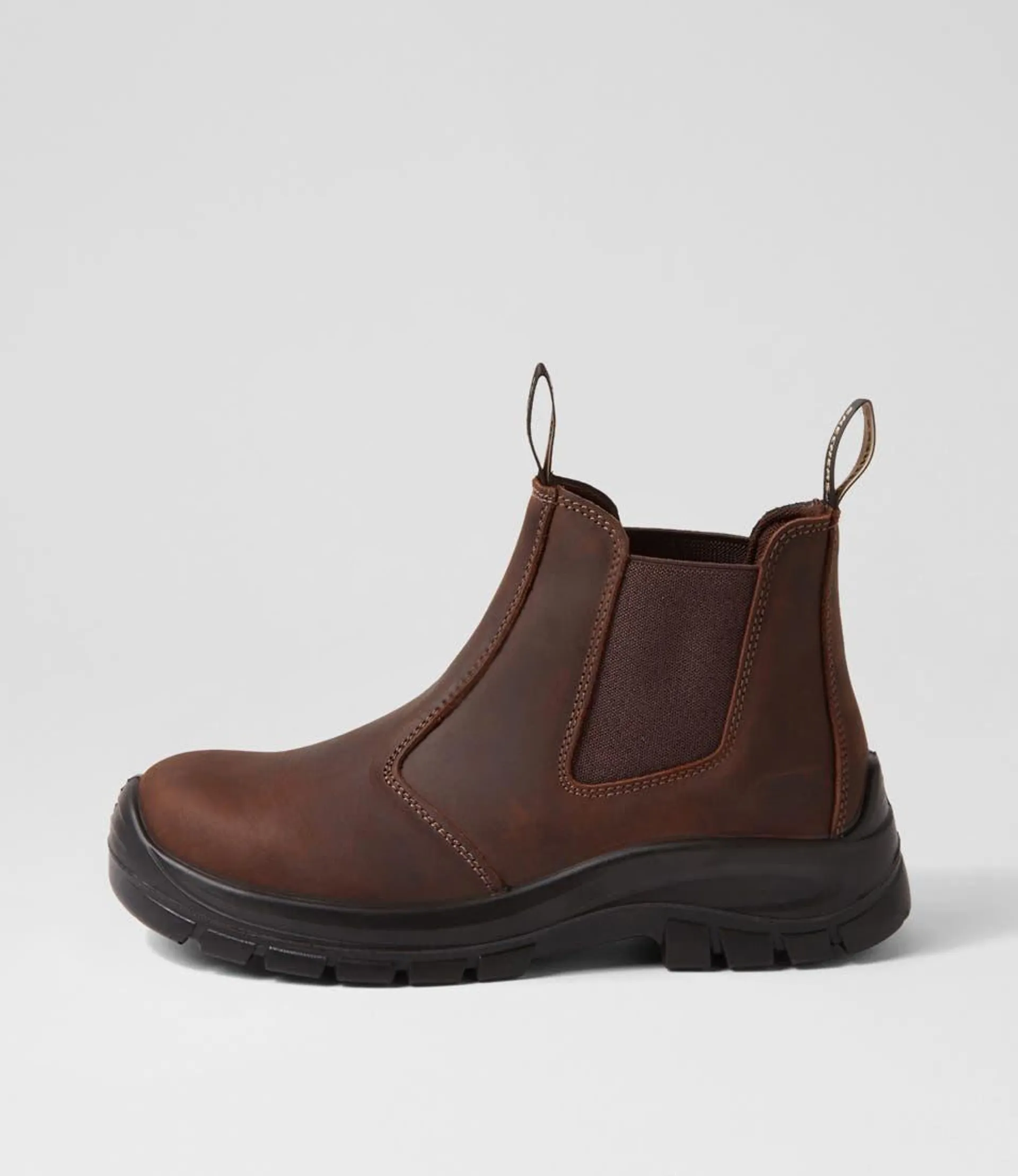 skx work dark brown leather chelsea boots