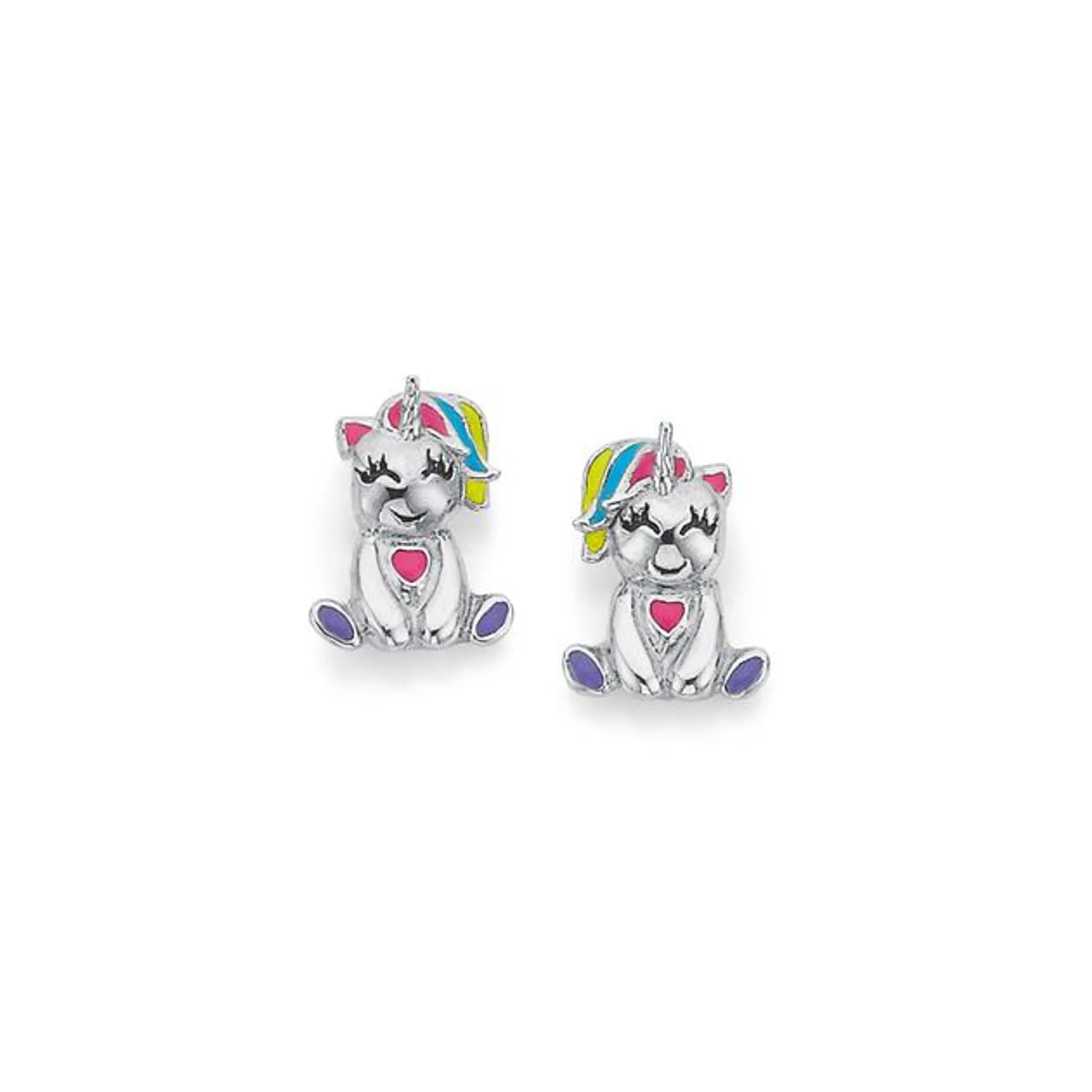 Sterling Silver Unicorn Stud Earrings