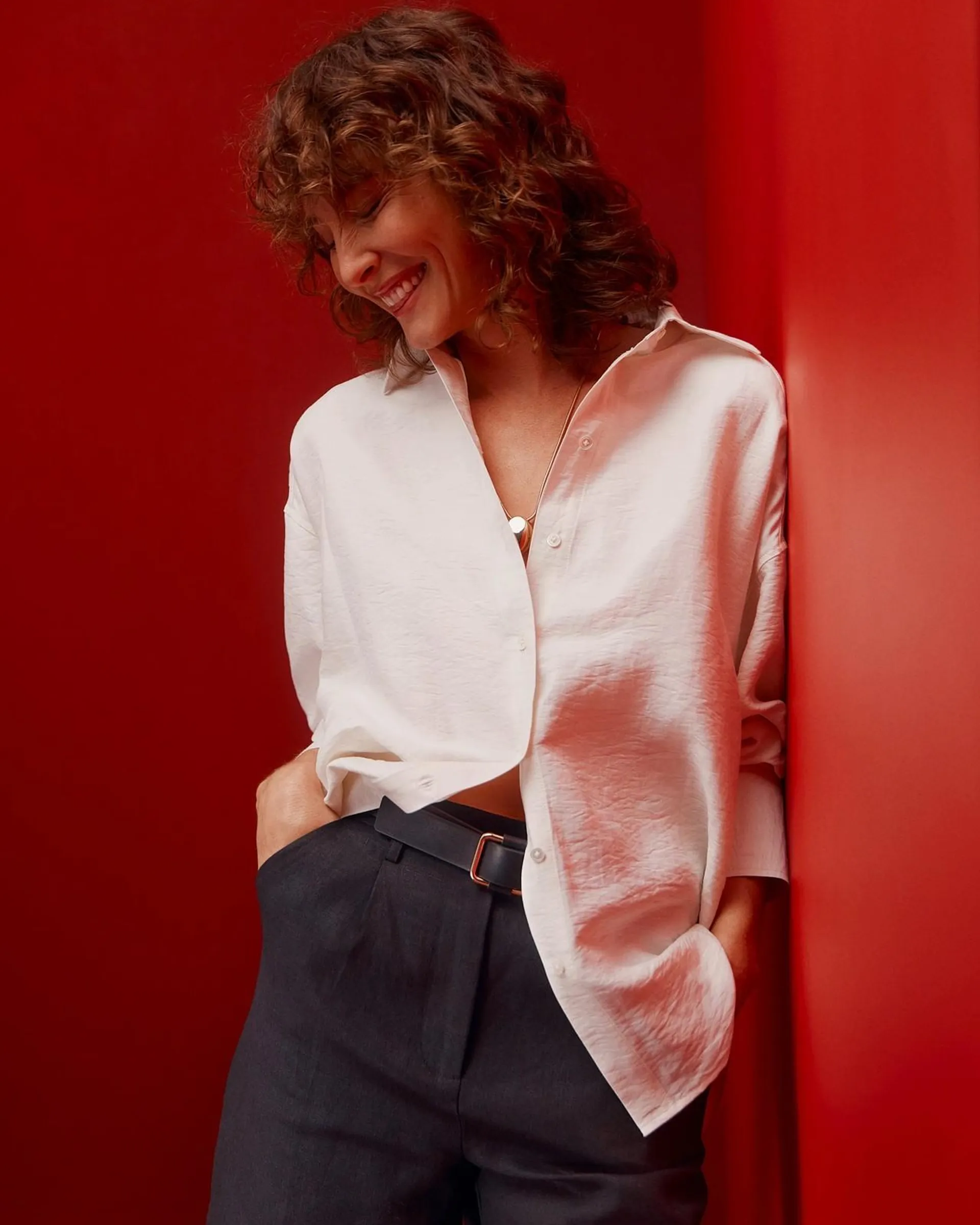 Linen Blend Relaxed Shirt - Preview