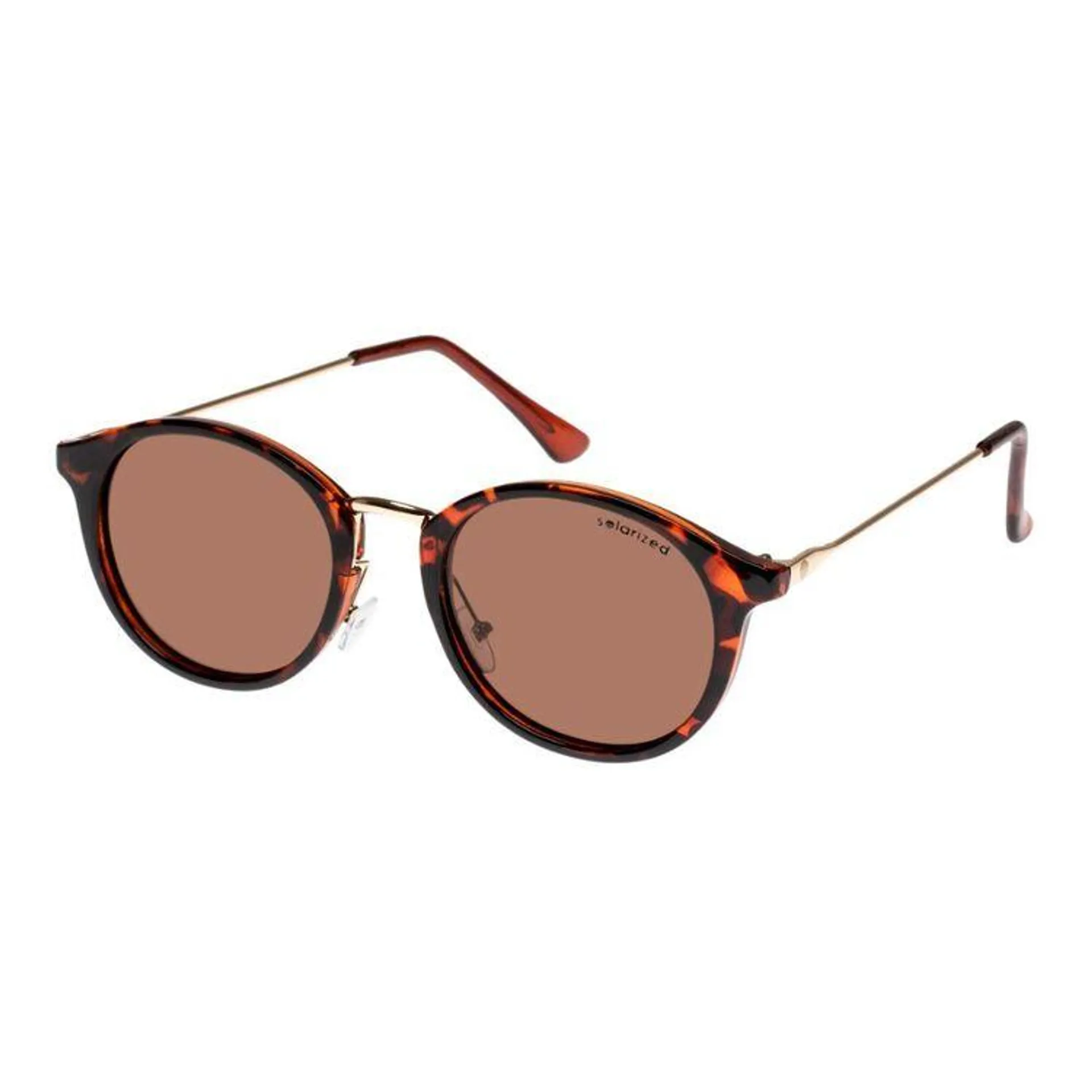 Solarized Unisex Round Multi-Fit Sunglasses Blk & Maple