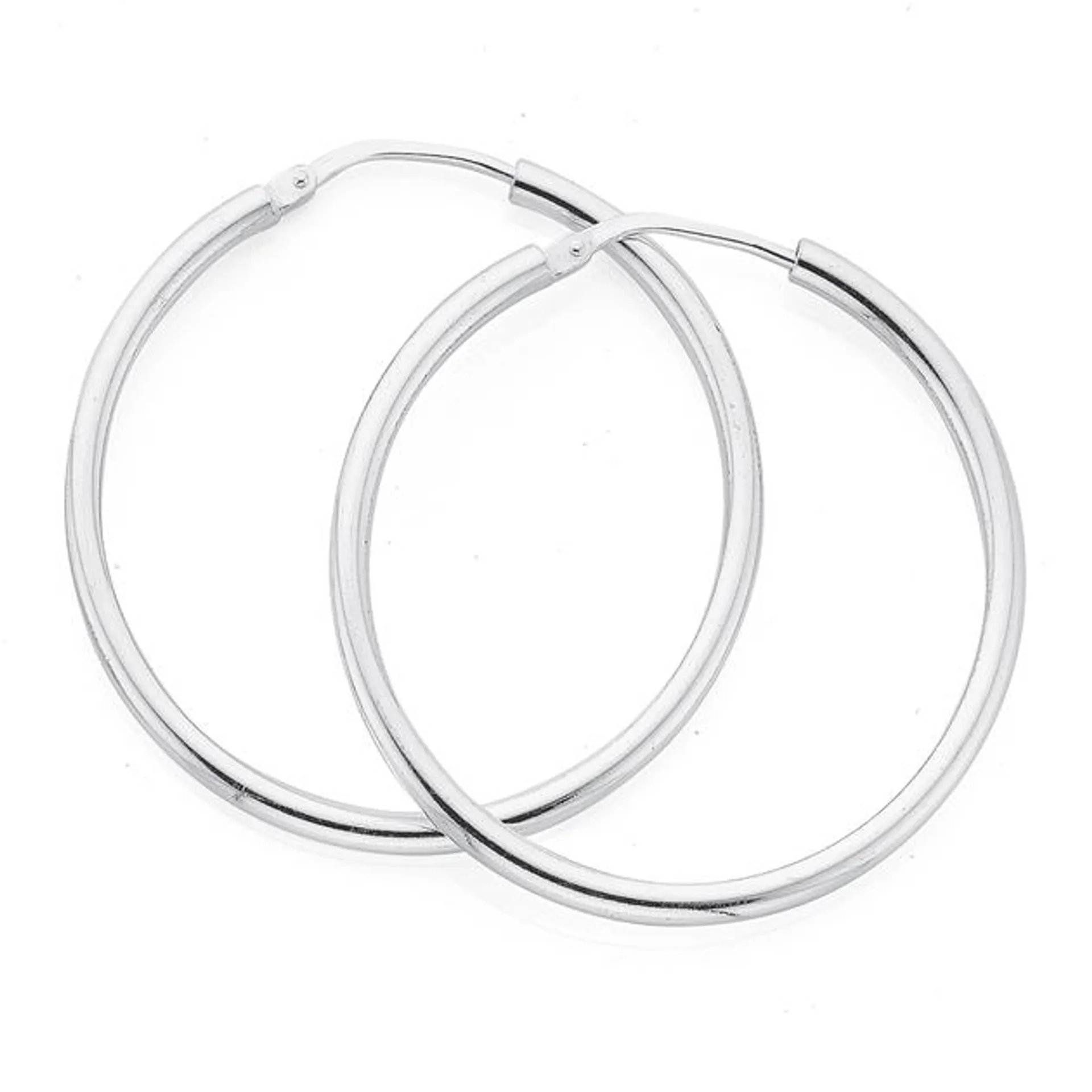 Silver 30mm 2mm Gypsy Hoop Earrings