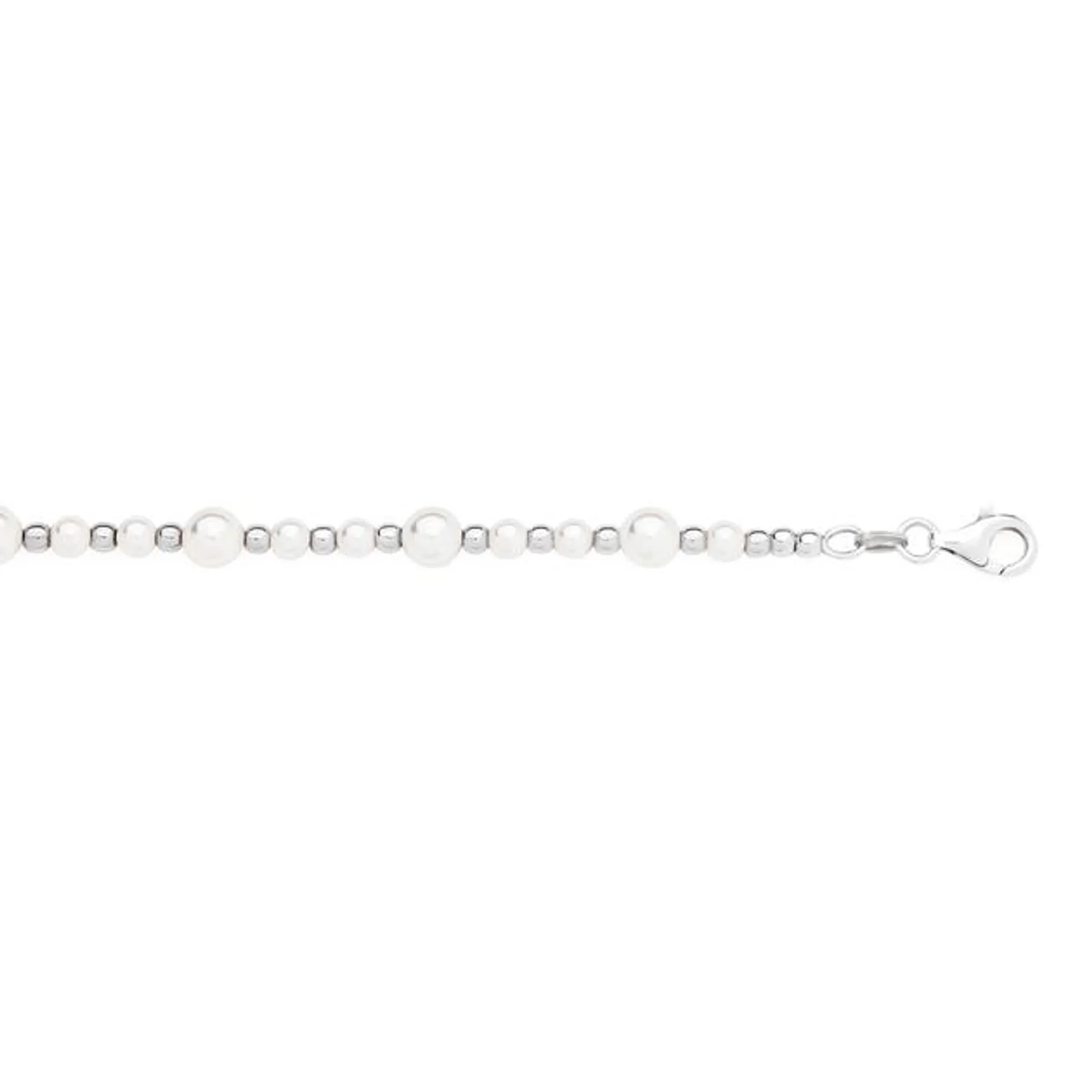 Silver 19cm Pearl & Ball Bracelet