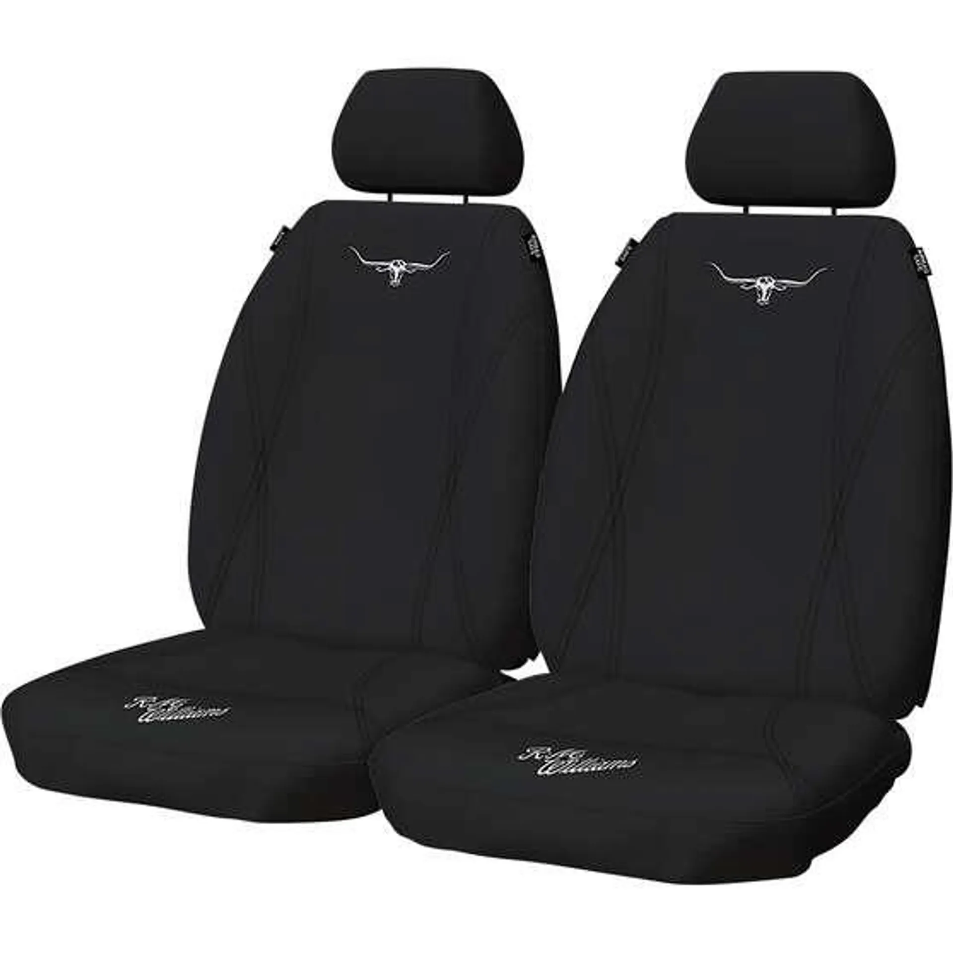 R.M. Williams Neoprene Seat Cover Black Adjustable Headrests Size 30 Front Pair Airbag Compatible