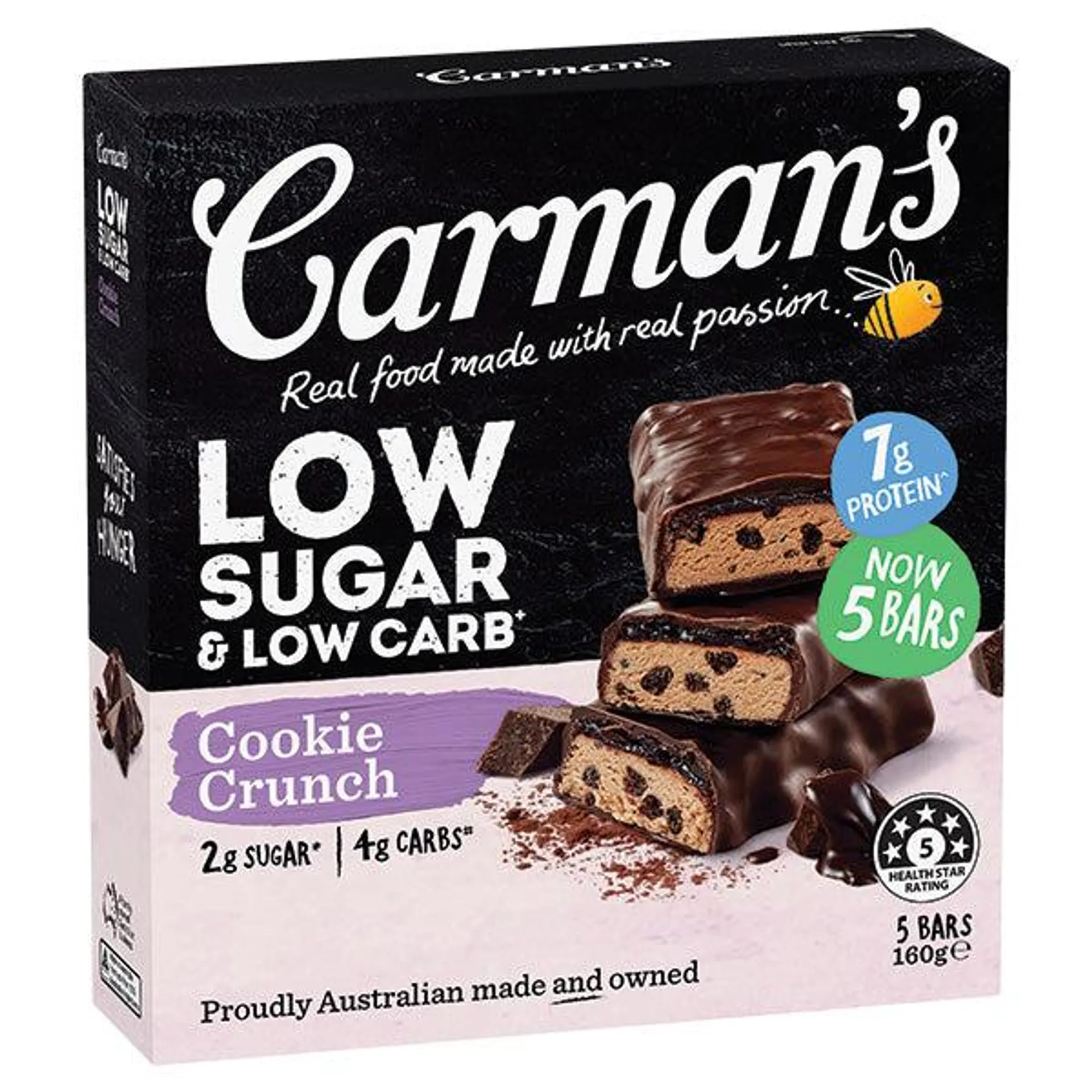 Carman's Low Sugar/Low Carb Cookie Crunch 5pk