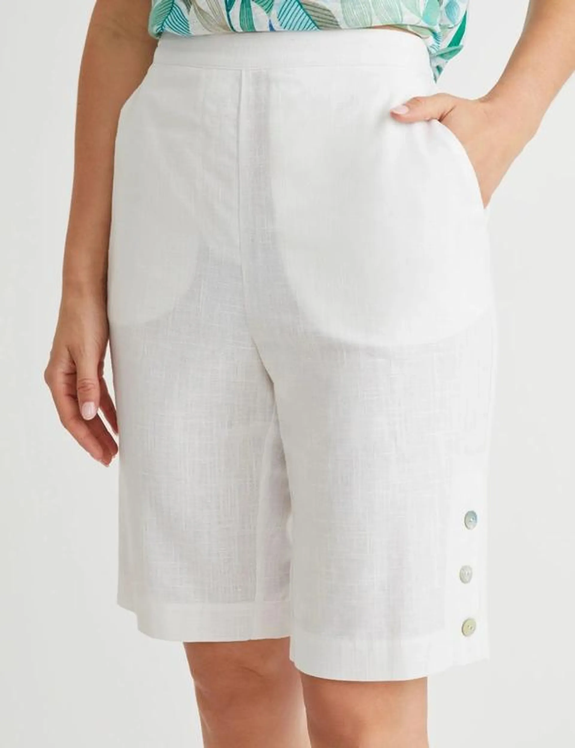 Millers Knee Length Button Trim Linen Blend Short