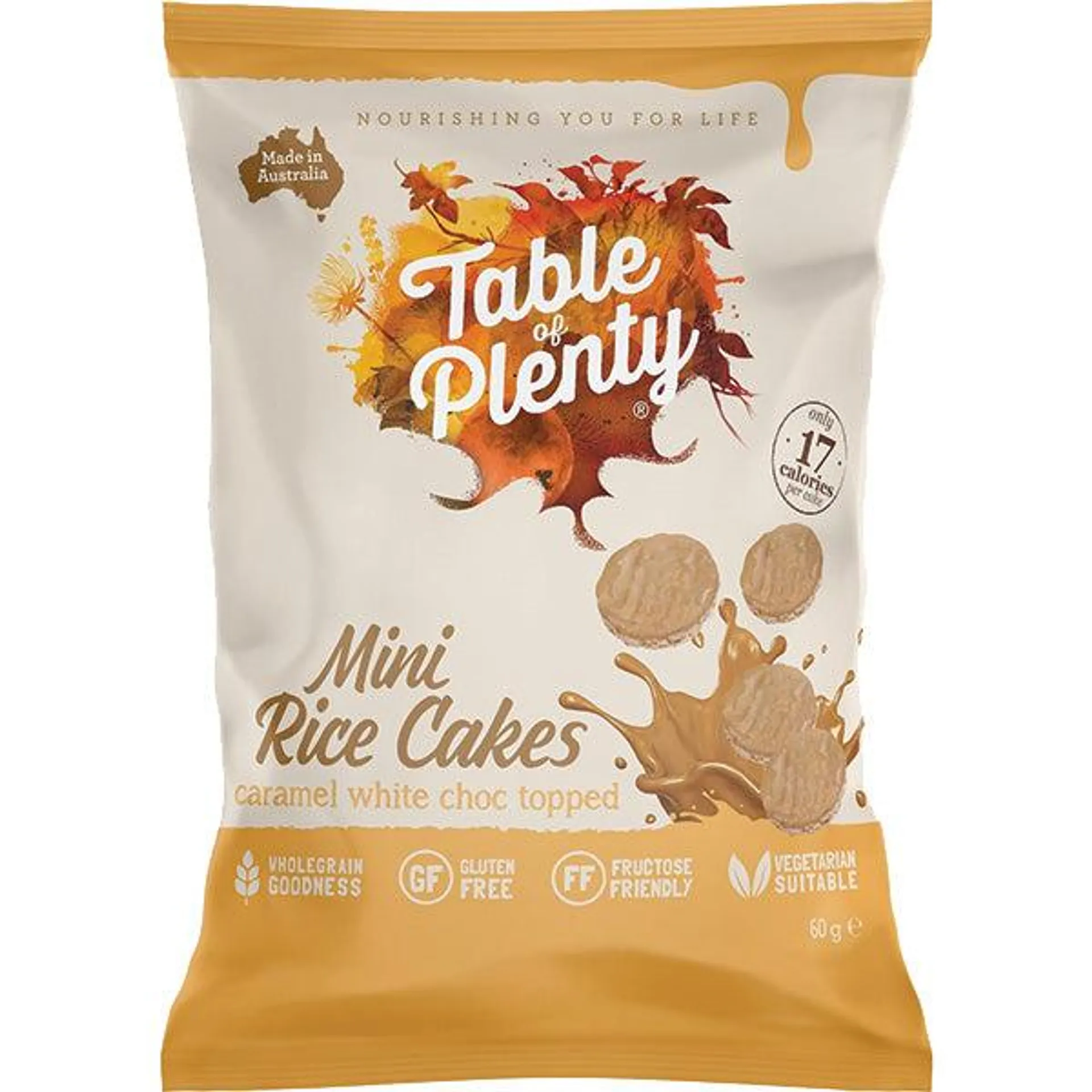 Table of Plenty Mini Rice Cakes Caramel White Choc 60g