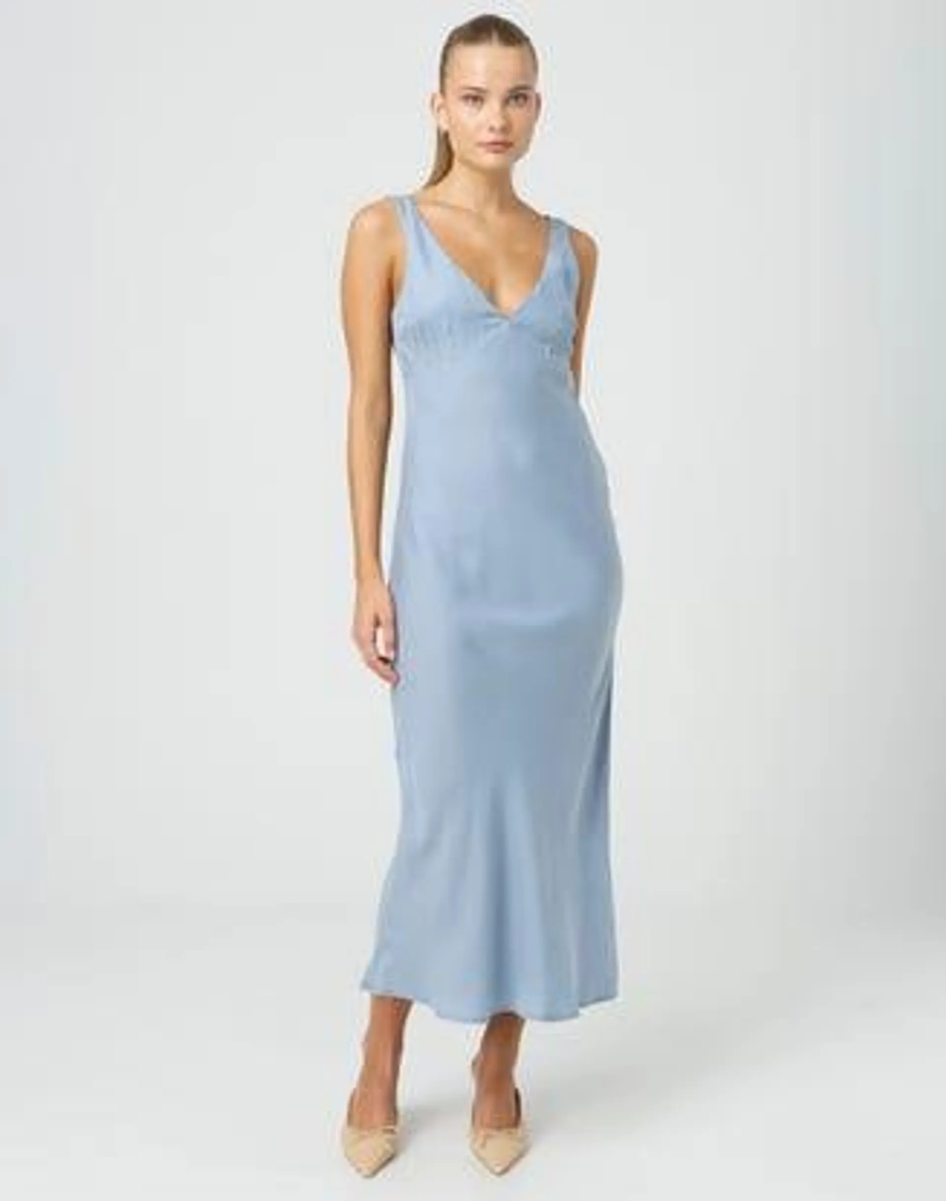 Cupro V Front Maxi Dress