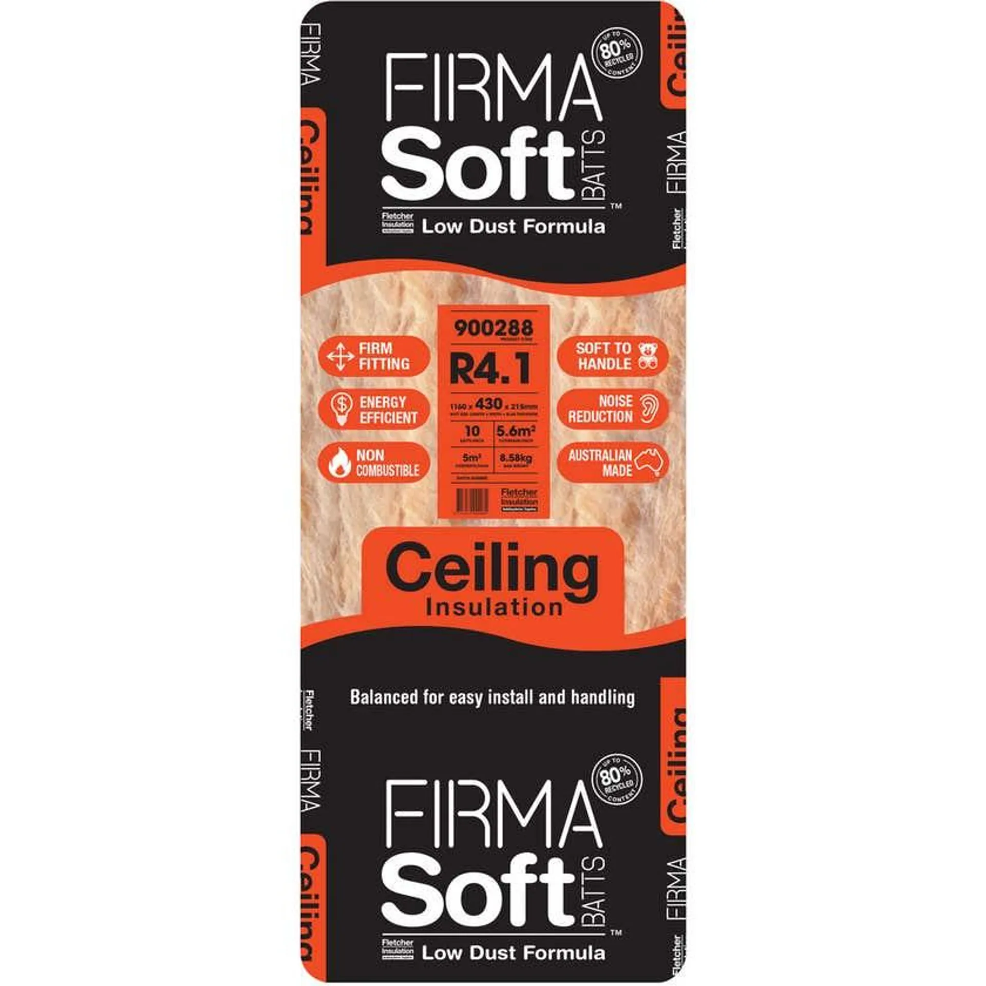 FirmaSoft R4.1 Ceiling Insulation Batt L1160 x D215mm - 10 Pack