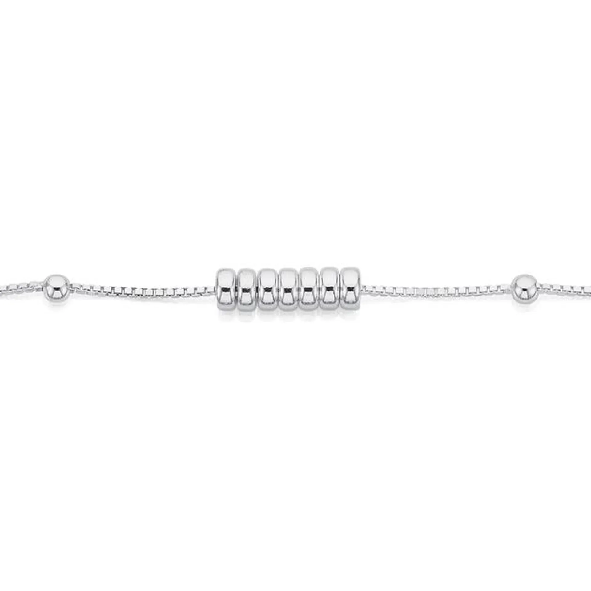 Silver 25cm 7 Lucky Rings Anklet