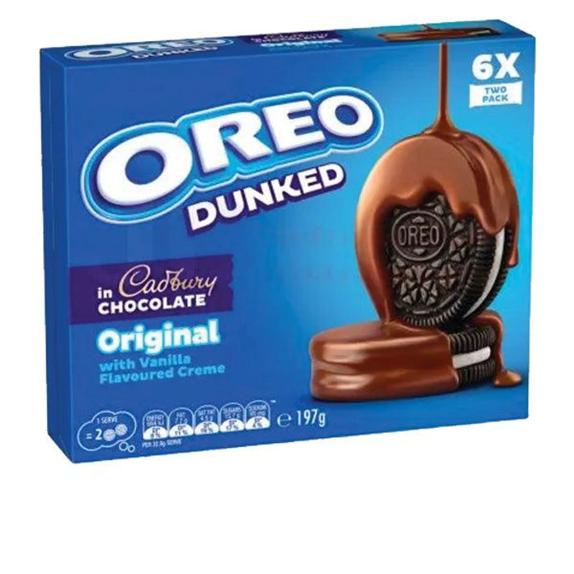 Oreo Original Dunked in Cadbury Chocolate 6 x 2 packs (197g)