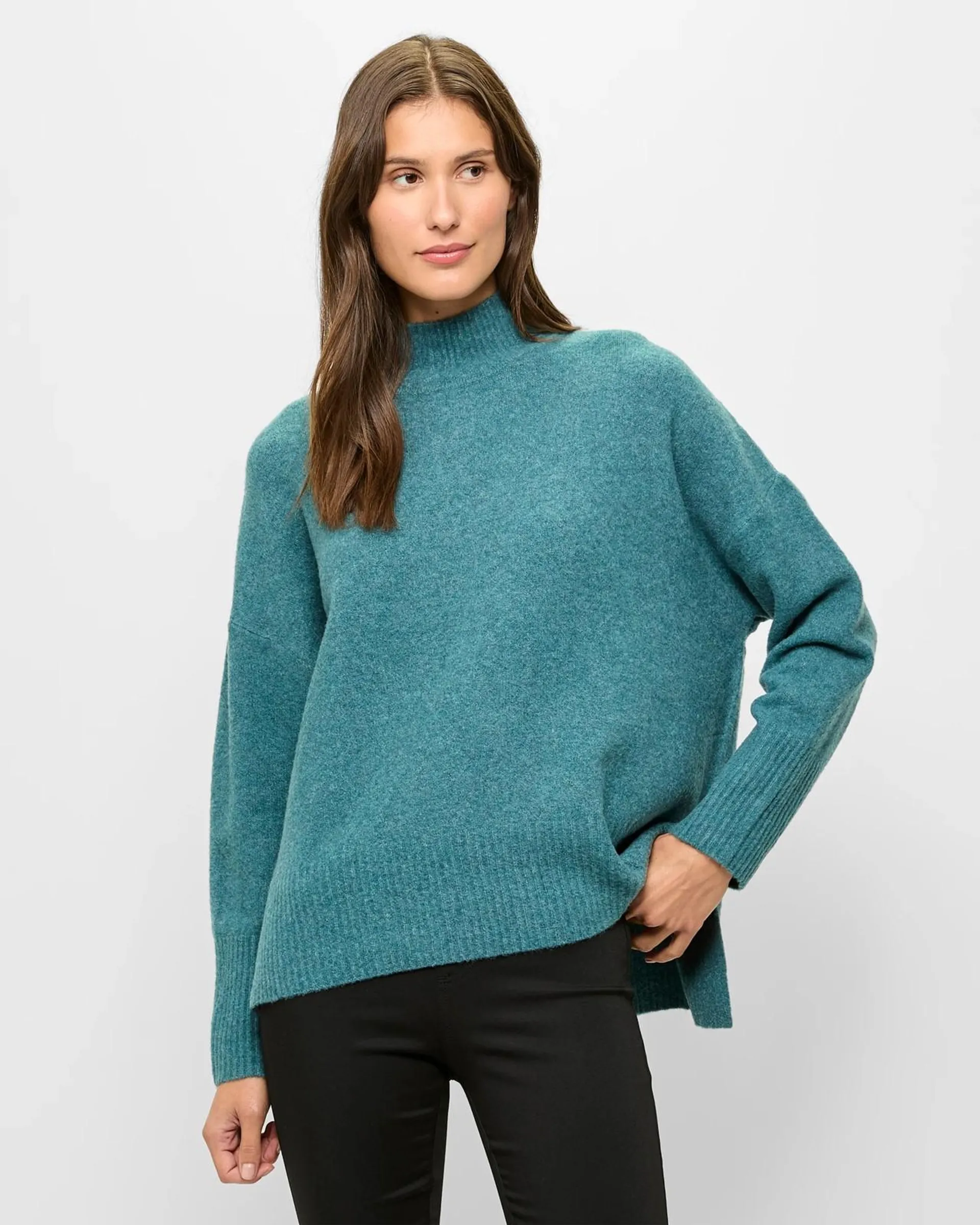 Super Soft Mock High Neck Jumper - Hydro Green