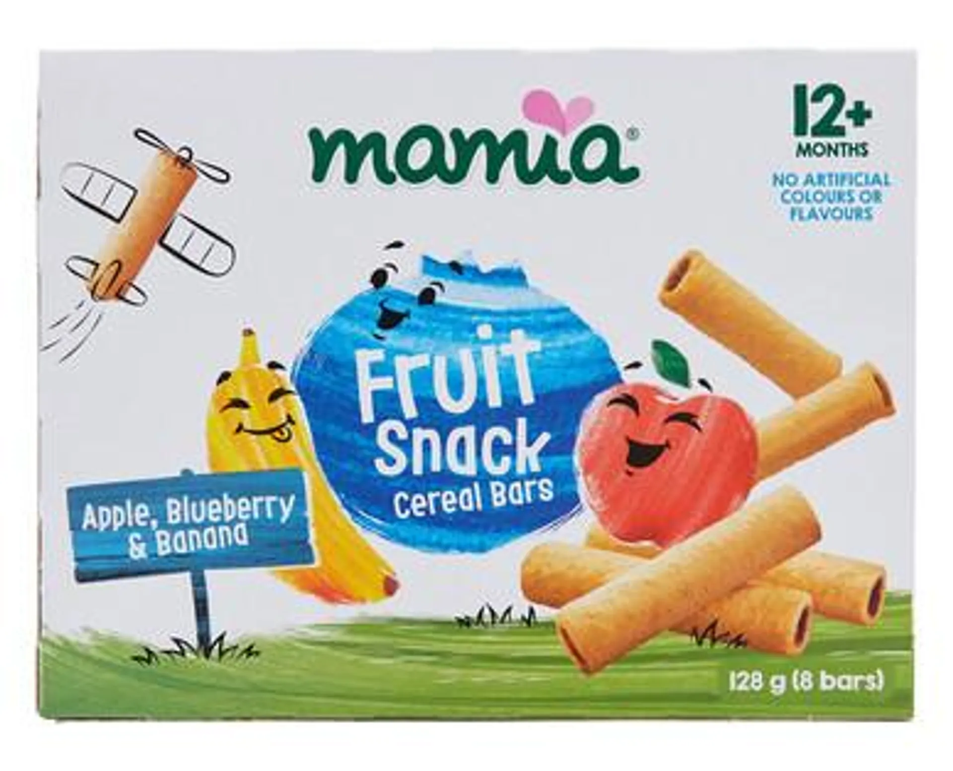 Mamia ® Fruit Snack Cereal Bars Apple, Blueberry & Banana 12mth+ 8pk 128g