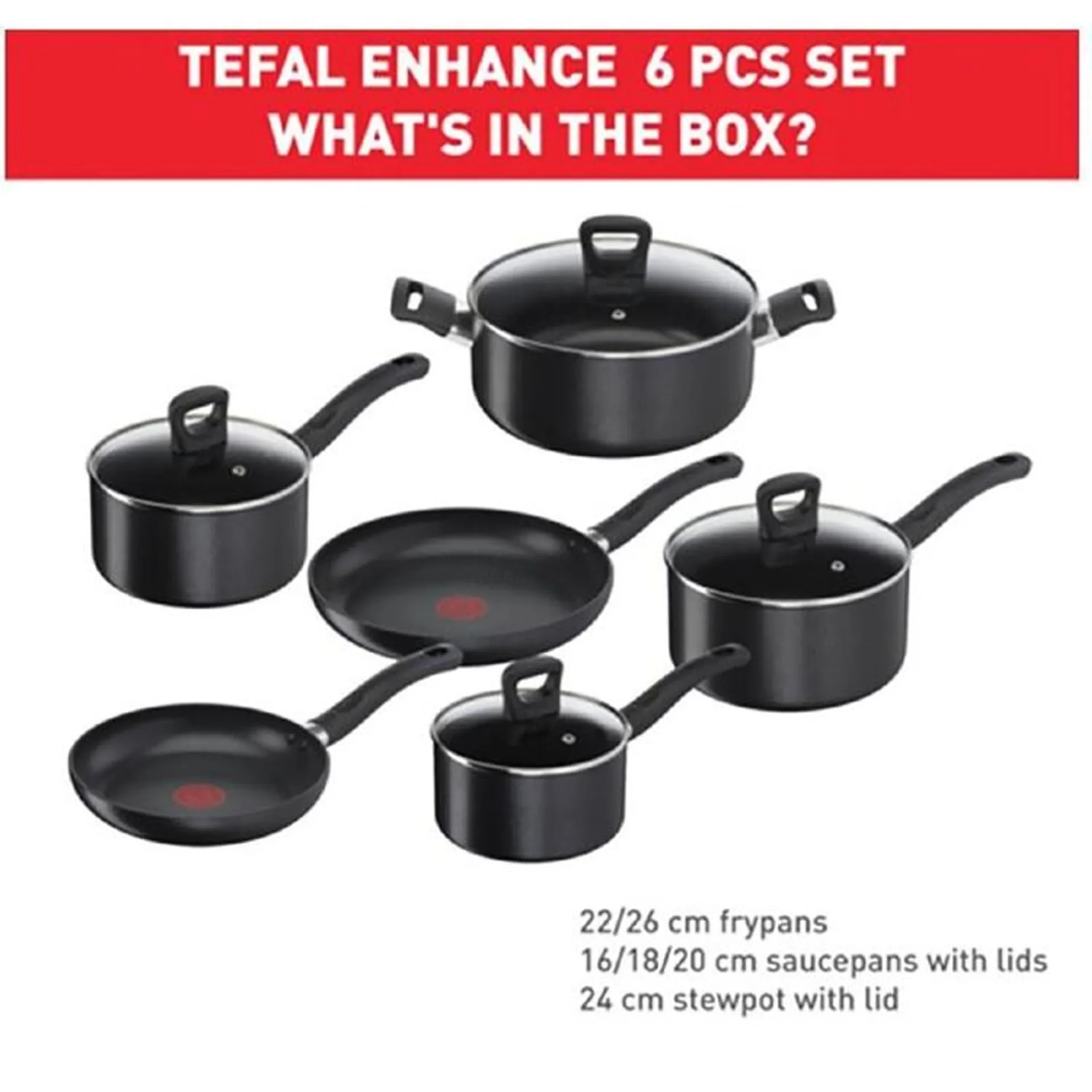 Tefal Enhance 6-Piece Non Stick Induction Cookware Set