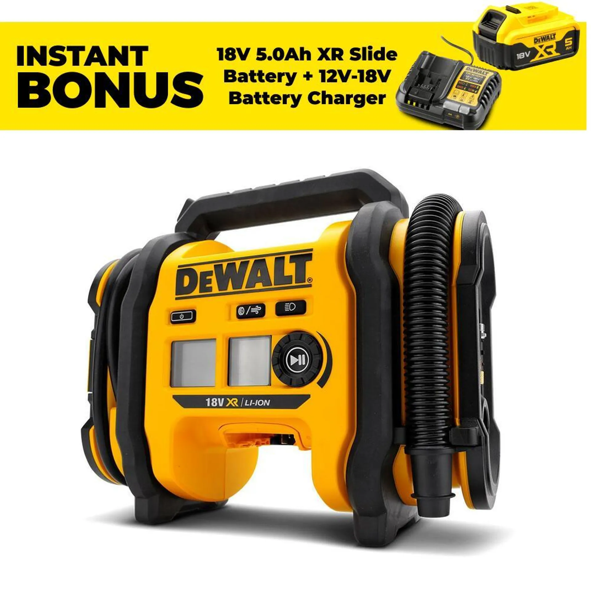 DeWalt DCC018N-XJ 18V XR Li-ion Cordless Triple Source Tyre Inflator - Skin Only