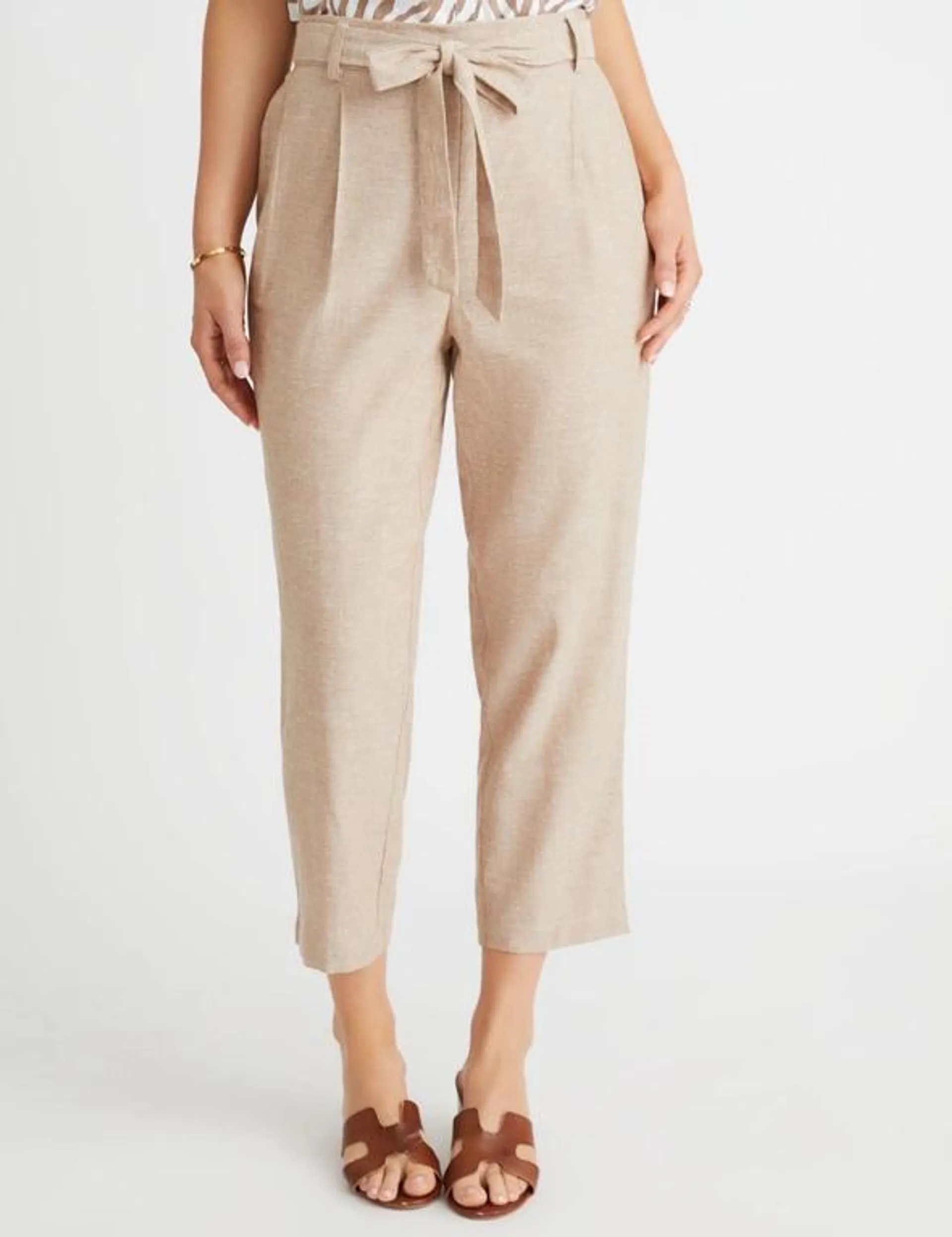 Millers Full Length Tapered Leg Linen Blend Self Tie Pant