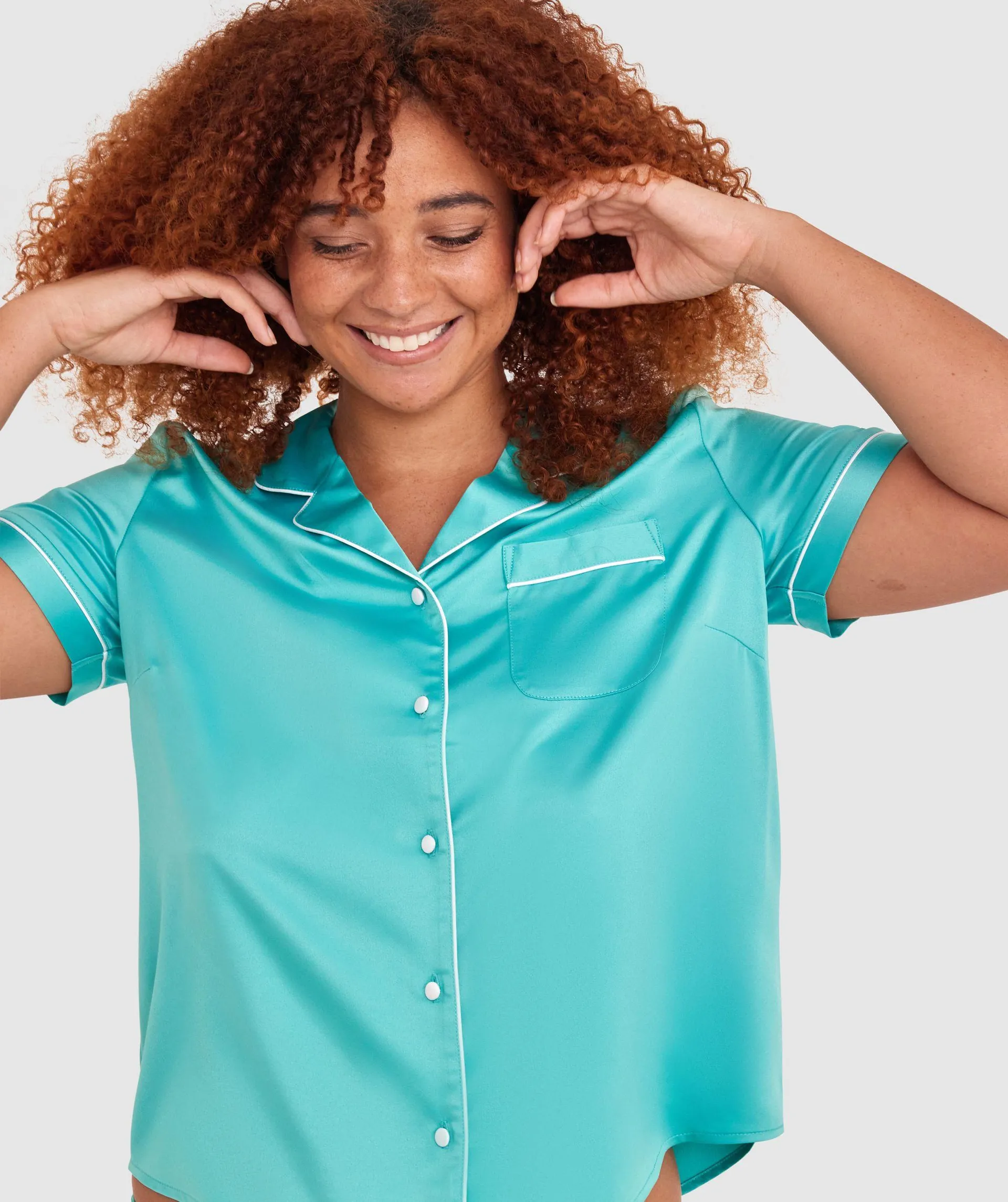 Liquid Satin Short Sleeve - Teal