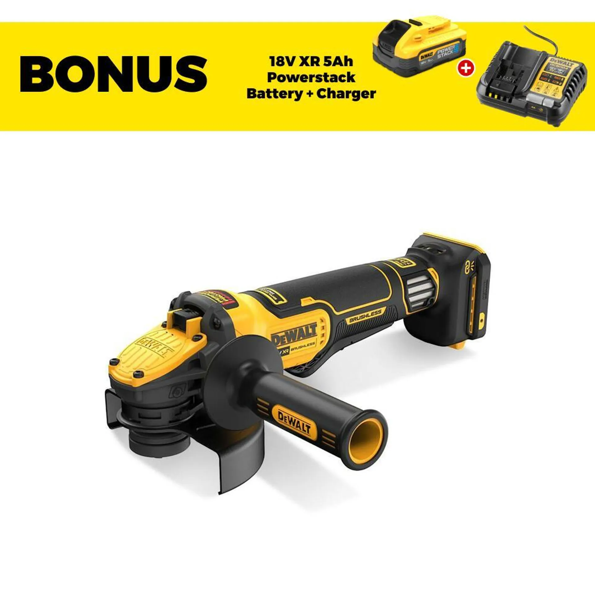 DeWalt DCG416VSN-XJ 18V XR Li-ion Cordless Brushless 125mm (5") Variable Speed Angle Grinder - Skin Only