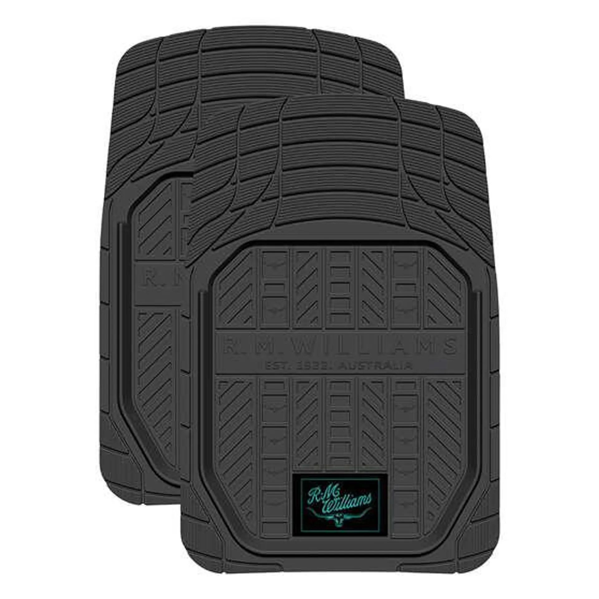 R.M.Williams Aqua Floor Mats Black/Aqua Front Pair