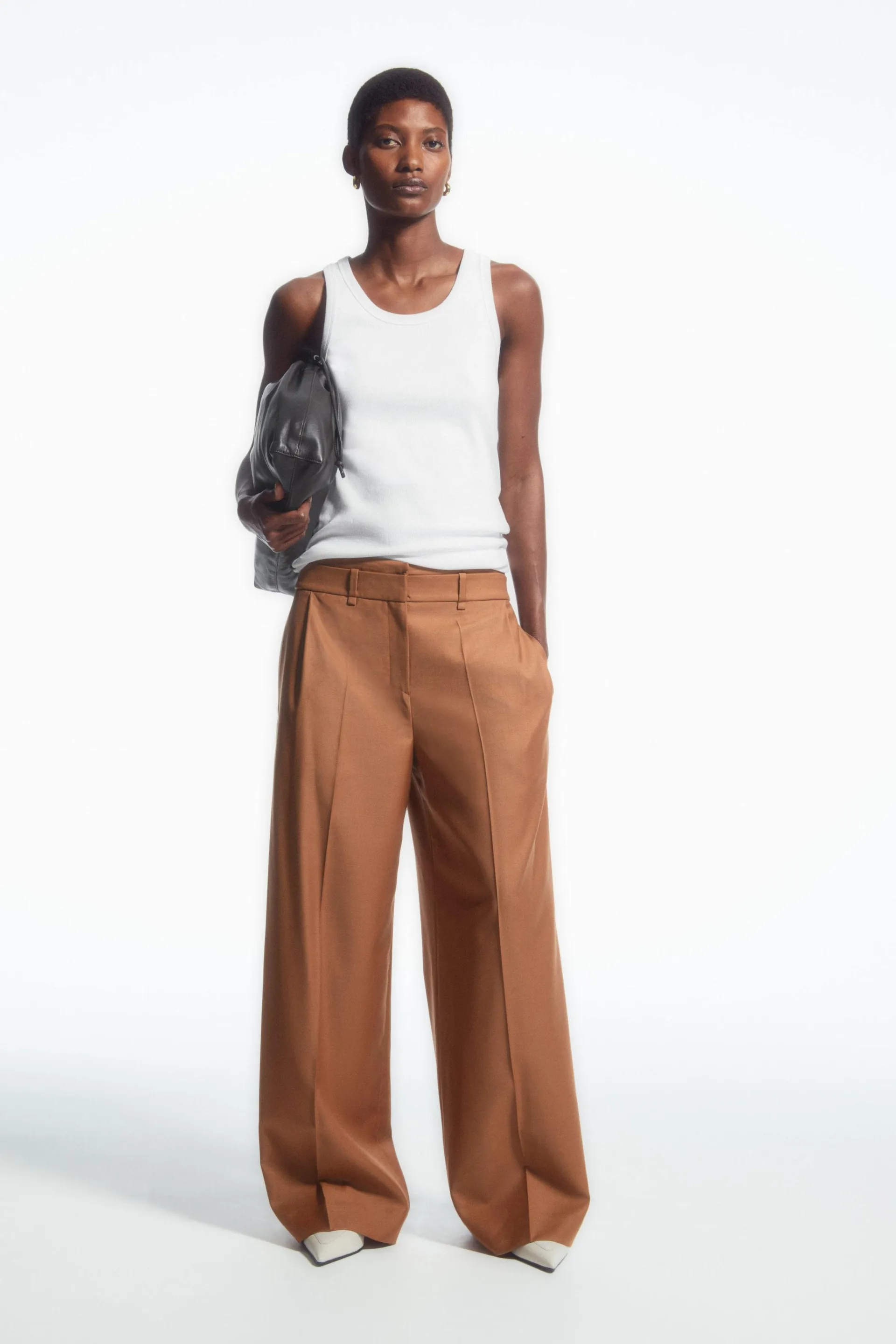 LAYERED-WAIST TAILORED PANTS