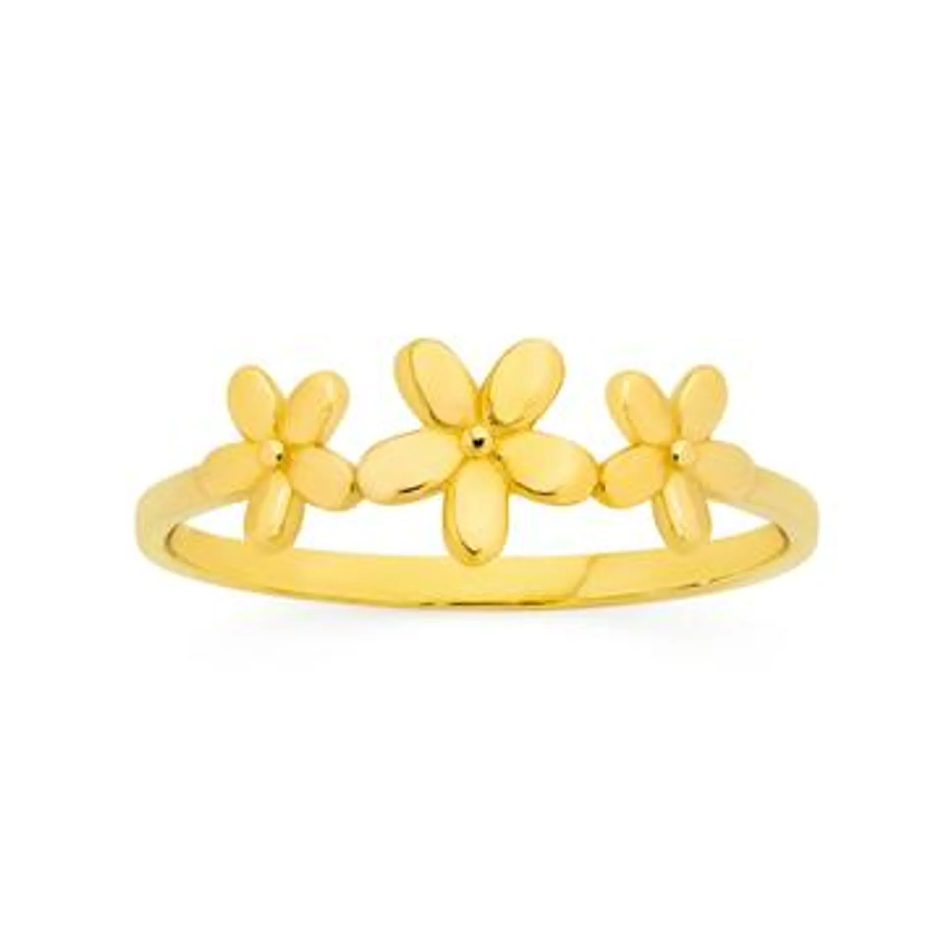 9ct Gold Triple Flower Dress Ring