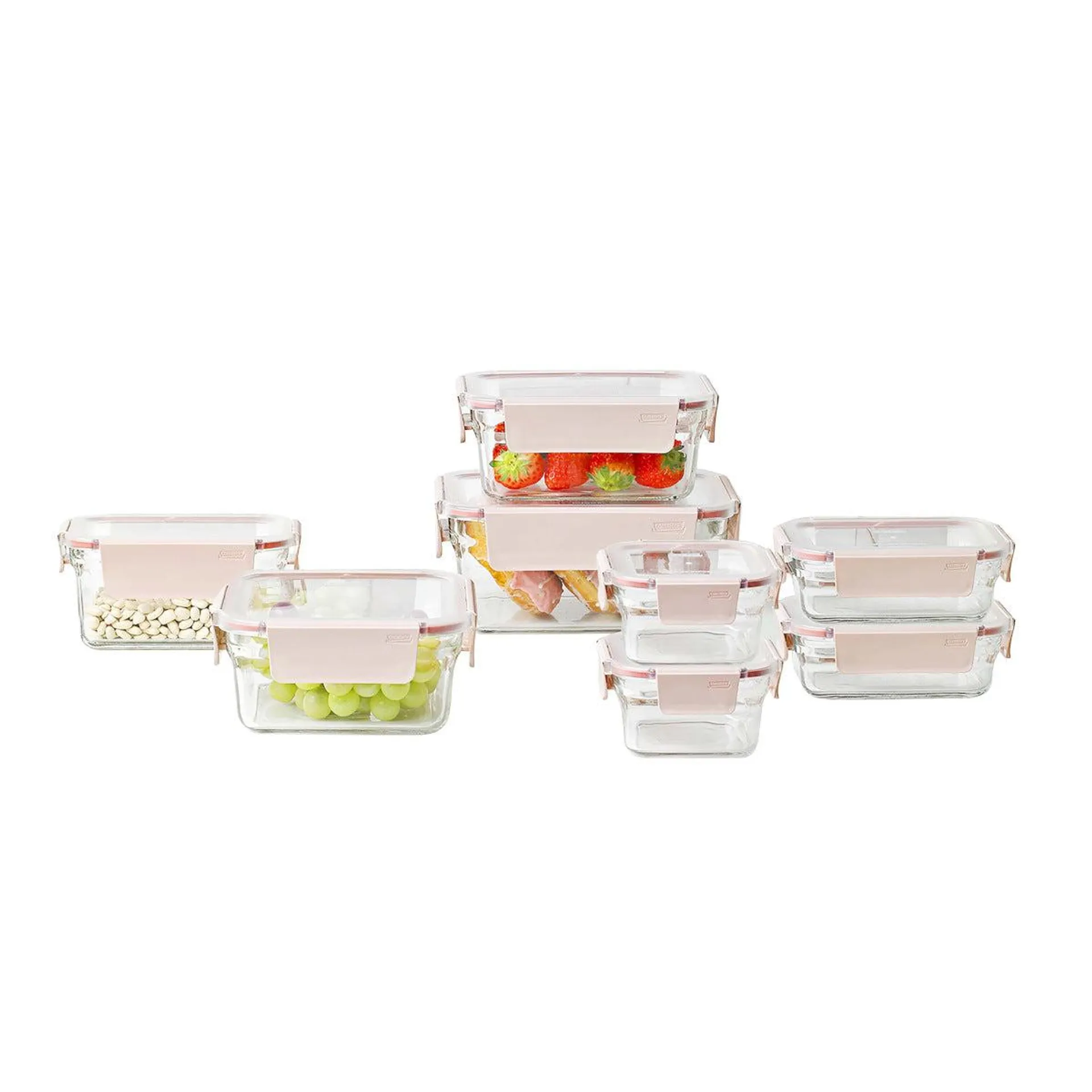 Glasslock Premium Food Container Set White 8 Piece